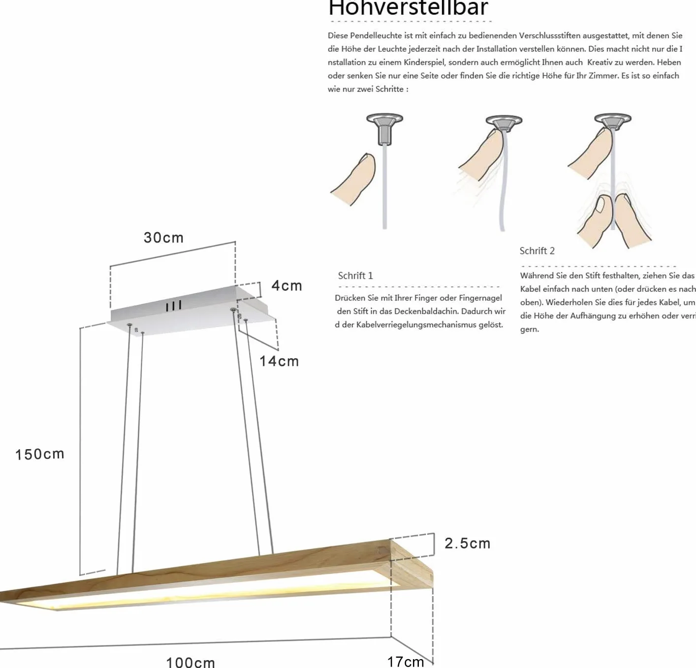ZMH Lampa wisząca LED, drewniana, rustykalna, z możliwością ściemniania, 40 W, pilot zdalnego sterowania, z regulacją wysokości, do jadalni, gabinetu, salonu, kuchni