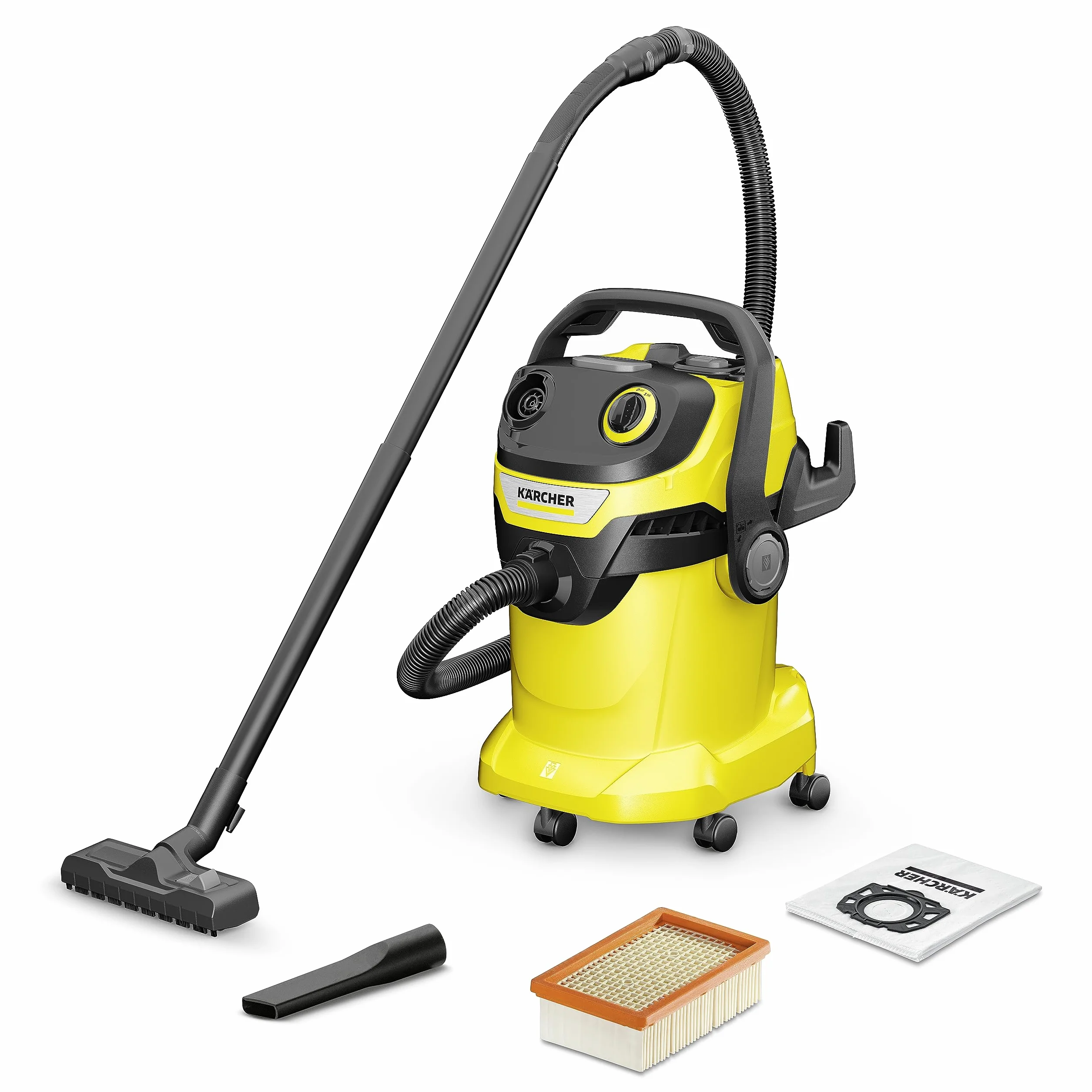 Kärcher Odkurzacz na Mokro/Sucho WD 5 V-25/5/22, w płaski filtr falisty, opatentowana kaseta z filtrem, czyszczenie filtra, 1100 W, zbiornik: 25 l, wąż ssący: 2,2 m, funkcja wydmuchu