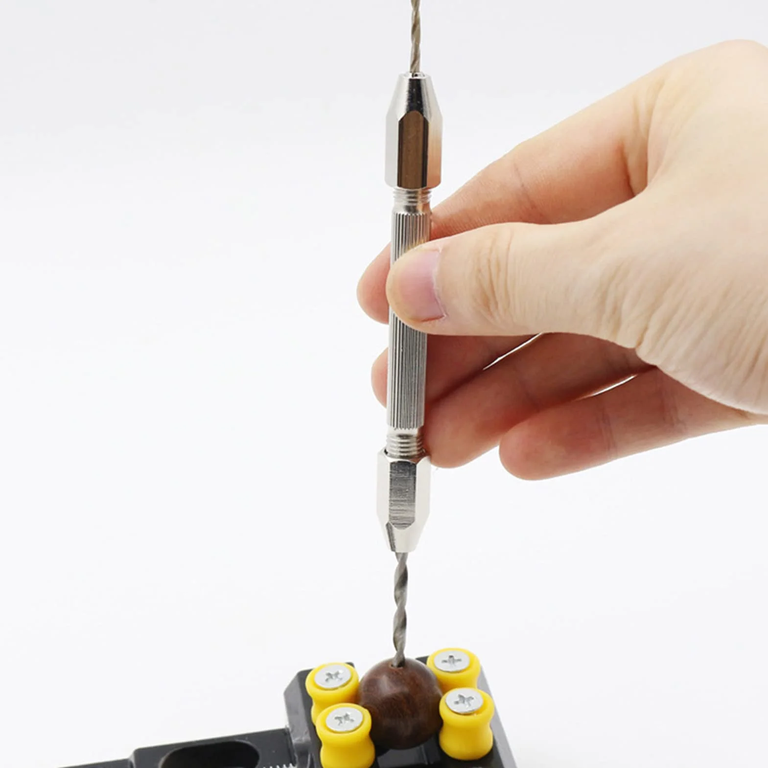 Wiertarka ręczna, świder ręczny Mini Micro 0-3 mm Wiertło imadło z podwójnym końcem, ręczny uchwyt obrotowy świder do wiercenia w drewnie, lipie, rogach kostnych