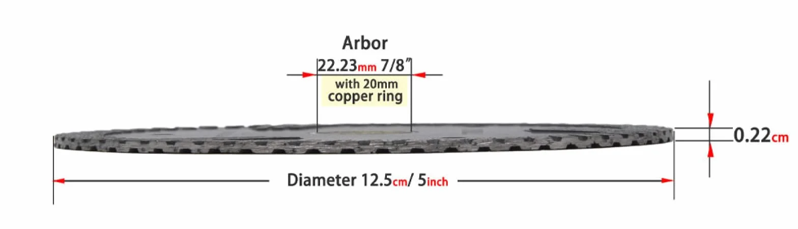 LYVQZPWLRDiamentowa płyta cięcia, 1 sztuka 5" Tarcza do piły tarczowej do kamienia T-segmentowana 125 mm Tarcze diamentowe