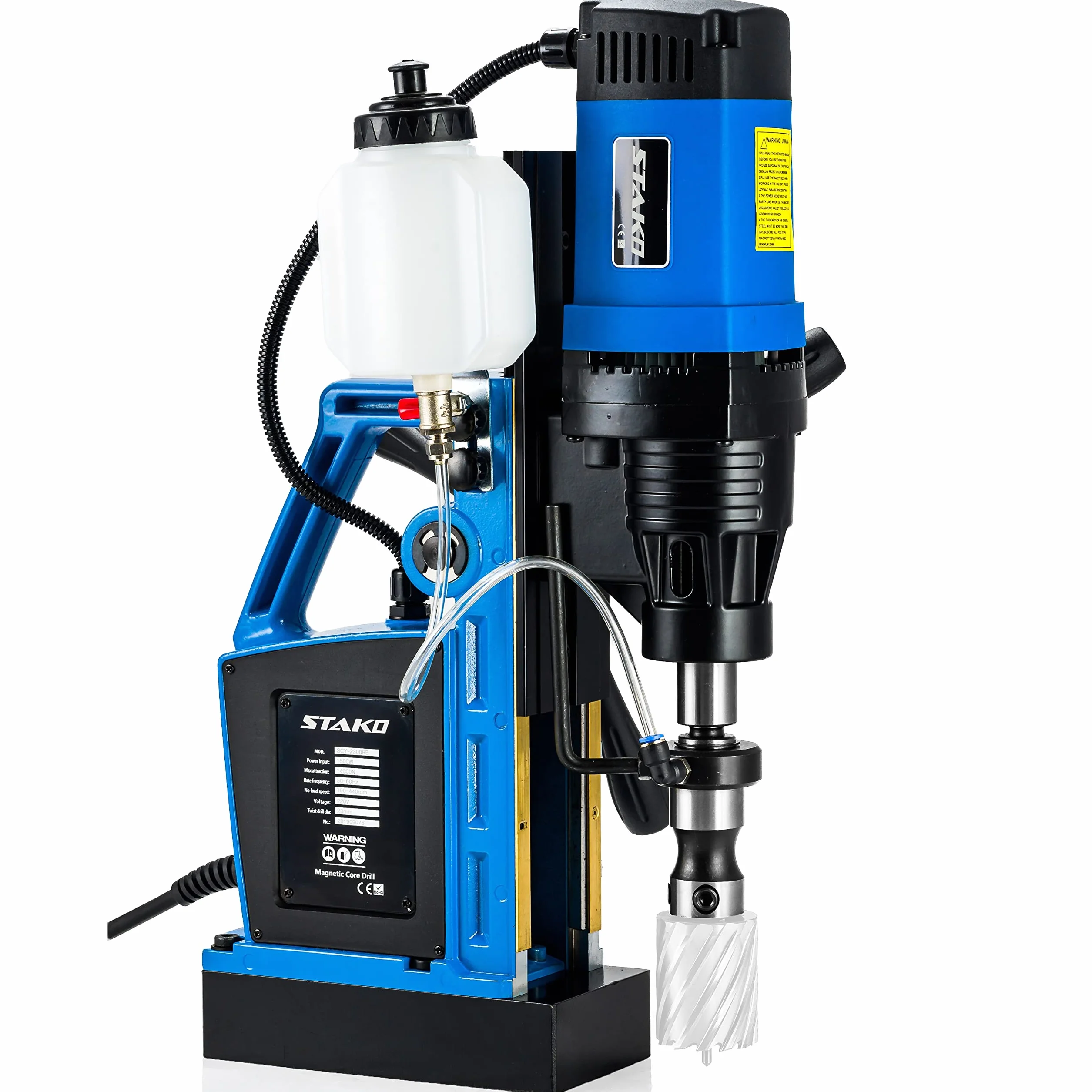 STAKO Wiertarka Magnetyczna SCY-2800RE – 2050 W – Ø 80 mm – Siła Magnetyczna 17000 N – 17 kg – Wrzeciono MT3 – Przenośna Magnesówka do Obróbki Metalu i Gwintowania – Zestaw 2