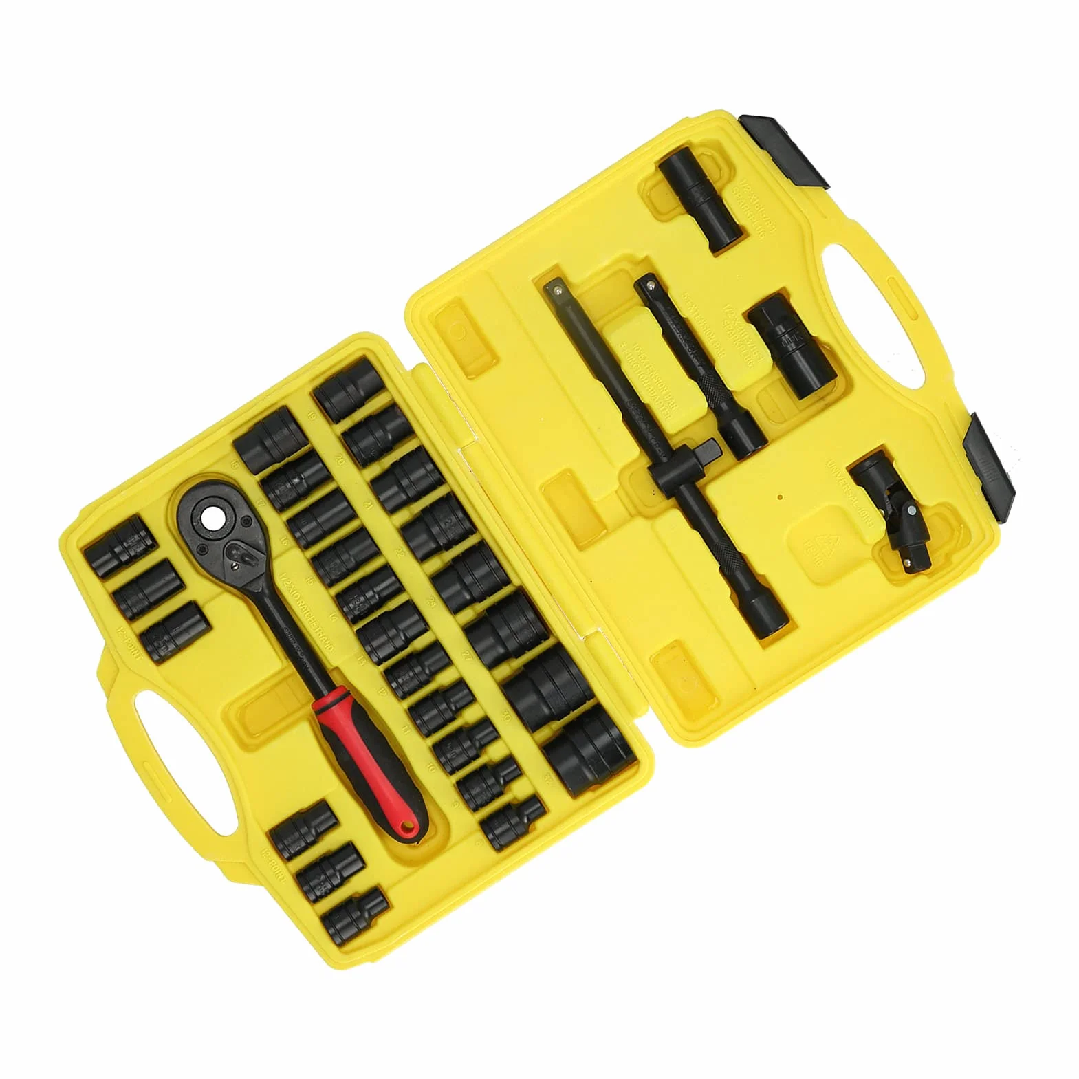 Yosoo Health Gear Zestaw Kluczy Nasadowych ze Stali Chromowo-wanadowej Zestaw Kluczy Nasadowych 1 2-calowa Grzechotka 8 do 32 Mm 72 Zęby Szybkozamykacz z walizką do Mechaniki Samochodowej