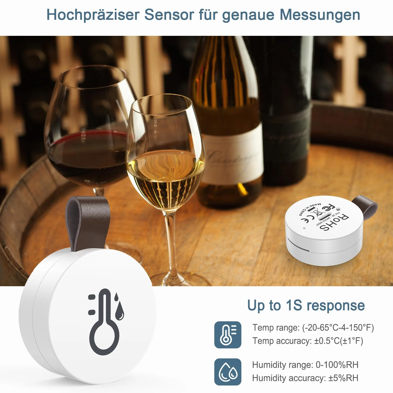 Termometr Bluetooth, higrometr, mini termometr wewnętrzny, higrometr z aplikacją Smart Sensor, cyfrowy termometr z eksportem danych do salonu, pokoju dziecięcego, domu