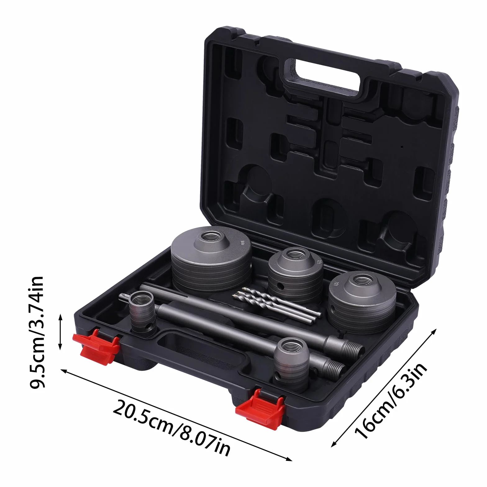 Zestaw 9 otwornic do betonu, Ø 30/40/68/80/100 mm, wiertło i adapter SDS-Plus, zestaw wierteł do betonu, wiertło rdzeniowe