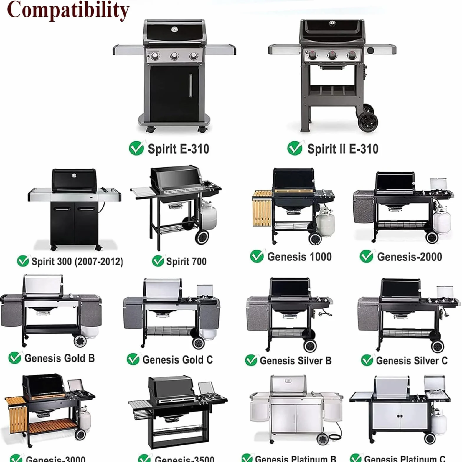 GFTIME 44,4 x 30 cm 7527 ruszt do grillowania zamiennik do Weber Spirit I & II E-310 S-310 E-320 S-320, Spirit 700 900, Genesis Silver/Platin/Gold B&C, ruszty do grilla ze stali nierdzewnej do Weber