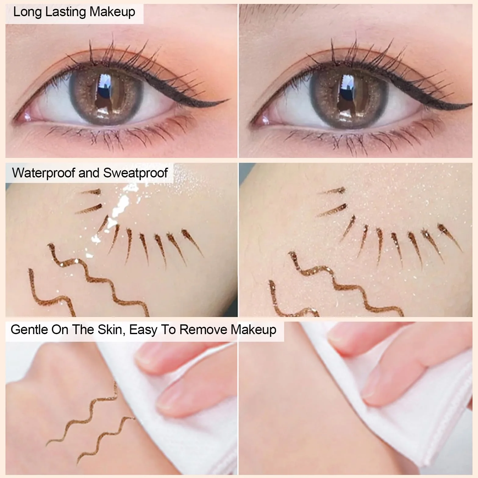 Erinde Gray Brown Liquid Eyeliner – High Precision, płynny szary tusz do powiek, profesjonalny wodoodporny, długotrwały, szybkoschnący koreański makijaż oczu