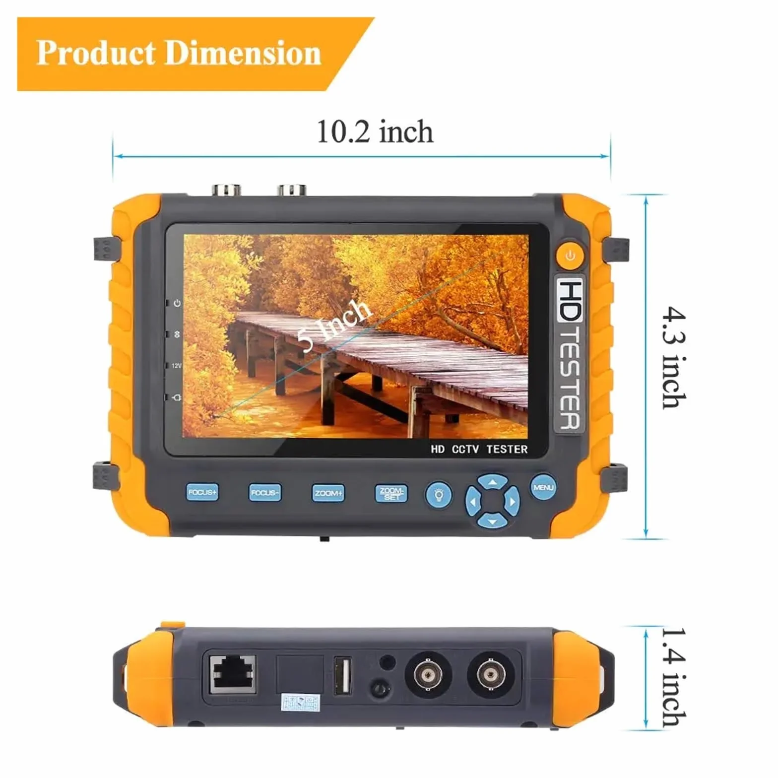 Tester CCTV, Przenośny Tester CCTV IV8W 8MP AHD/CVI/TVI Mini Monitor kamer wejścia VGA Kabel wideo bezpieczeństwa(IV7W)