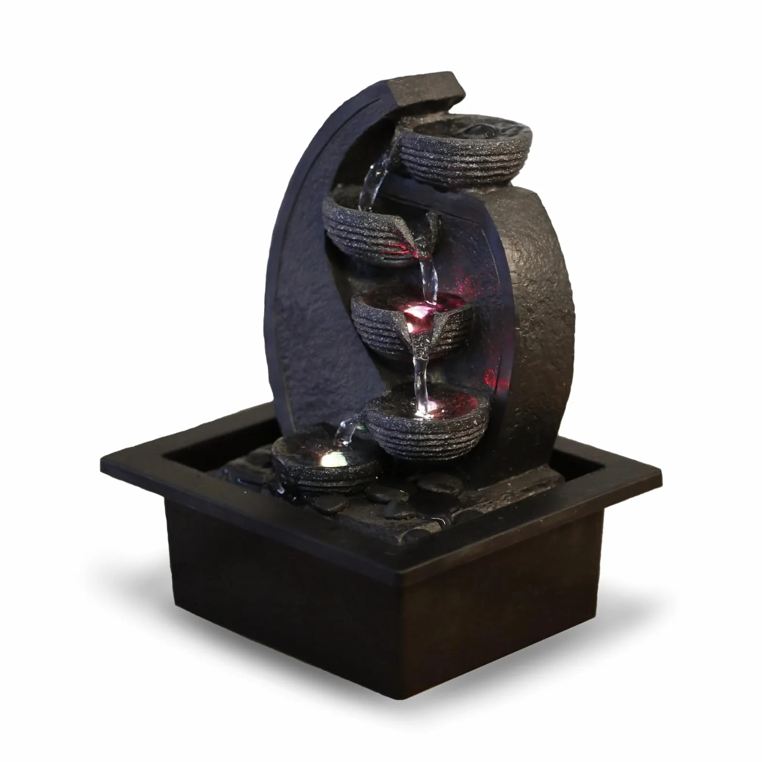 Zen Light Cascade V.2 Fontanna Wodospadowa Żywica Czarny 17x21x26 cm