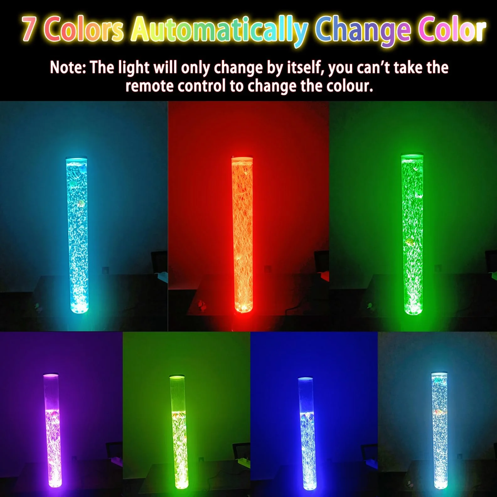 2,5FT Sensoryczna Lampa LED Bubble Fish Tube Podłogowa Lampa Lawowa Z 7 Zmieniającymi Kolor Efektami Świetlnymi Akwarium Lampka Nocna I Prezent Dla Autyzmu