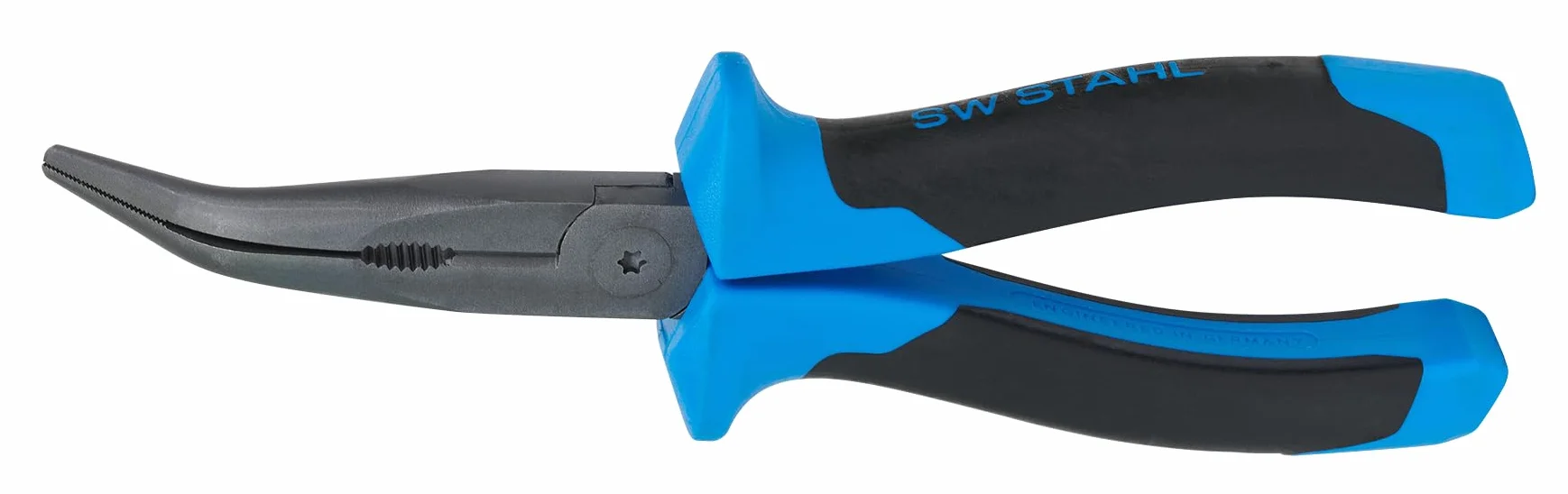SW-Stahl 40746L Szczypce 200 mm Wygięte - Szczypce Płaskie CrV i Okrągłe | Narzędzia warsztatowe z uchwytem 2K, końcówka kątowa 45 stopni, hartowane indukcyjnie, dla elektryków i mechaników.