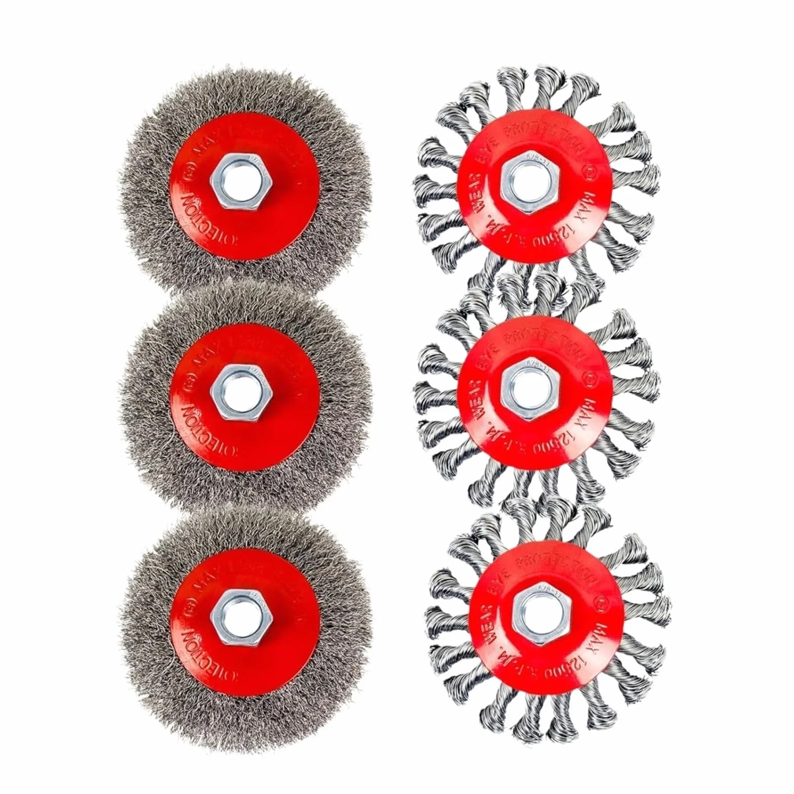 Wiertła z drucianymi szczotkami, Ścierne koło szczotki garnkowej 4 cale stal węglowa do szlifierki kątowej Szlifierka stołowa M14 5/8-11 cali 6 sztuk(6pcs,M14)