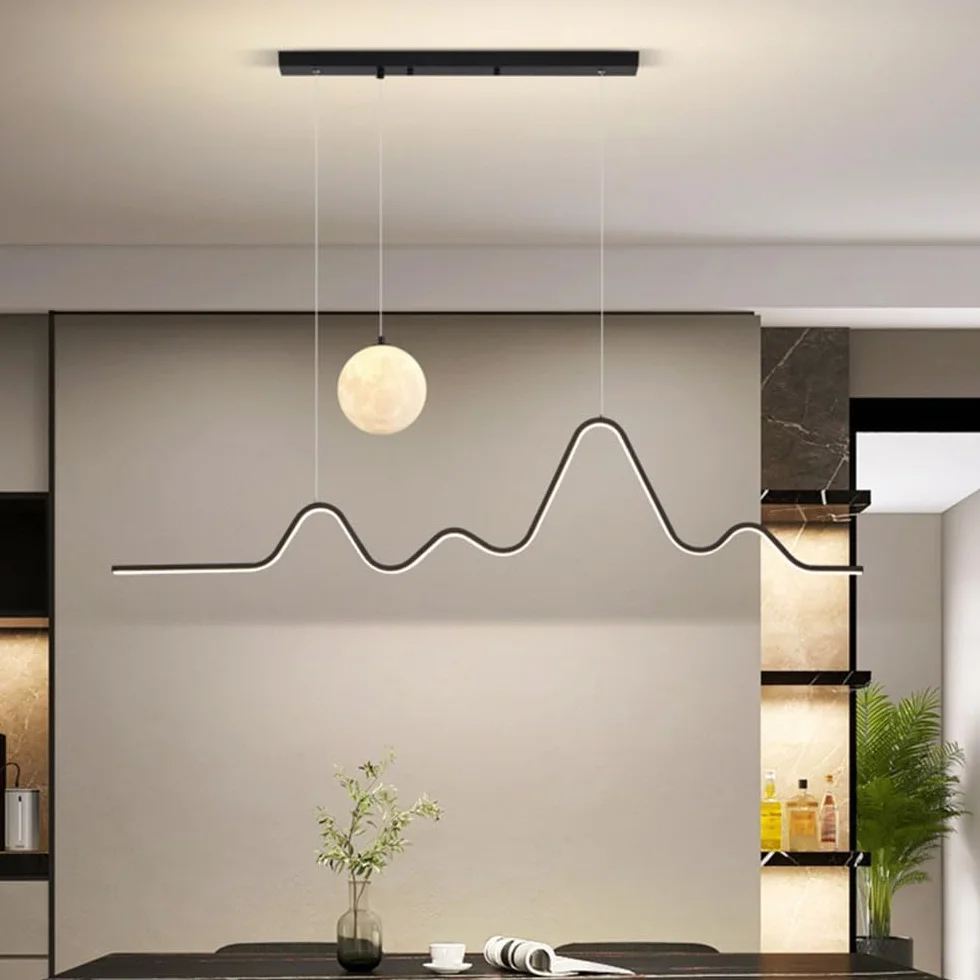 Nordic Lampa wisząca LED Liniowy żyrandol Oprawa aluminiowa Oświetlenie 3000-6000 K Lampa wisząca Kreatywny wystrój domu Możliwość przyciemniania Nowoczesne oświetlenie wewnętrzne