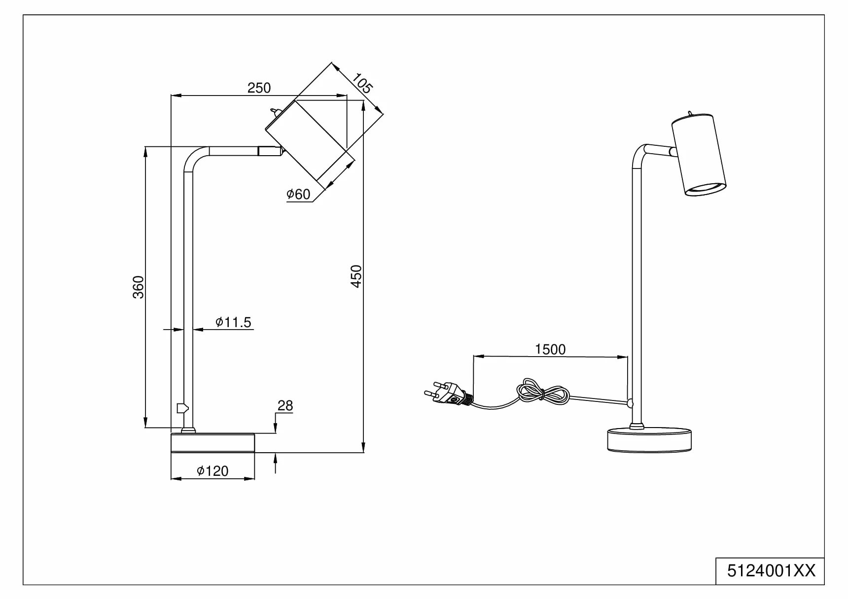 Trio, Lampa stołowa, Marley 1xGU10, max.5,0 W Korpus: Metal, biały matowy L: 12,0 cm, wys.: 45,0 cm, P:25,0 cm, IP20, bez oświetlenia