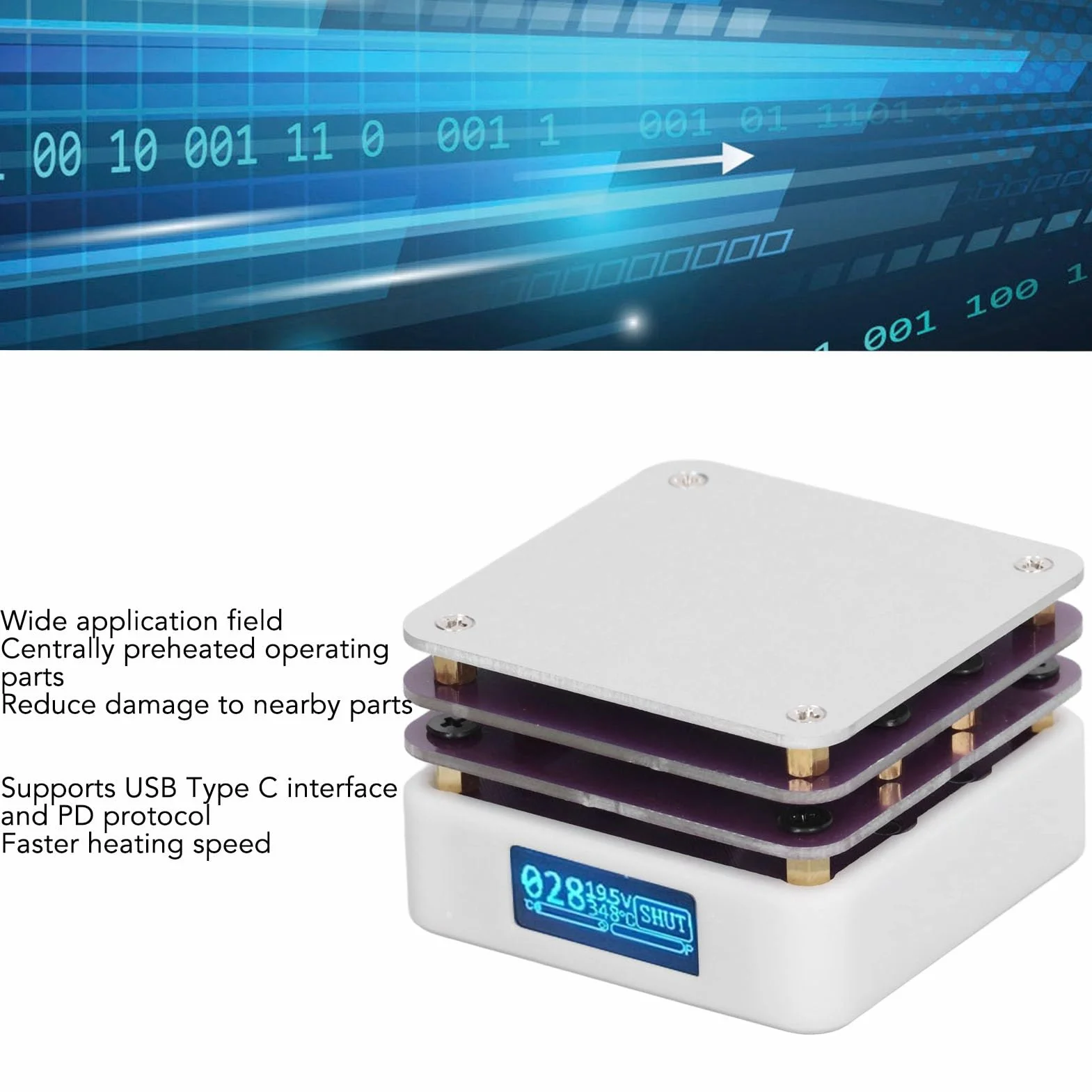 Fockety Płyta lutownicza, 20 V, 5,6 cm x 5,6 cm, elektryczna płyta grzewcza z wyświetlaczem LED, lutownica lutownicza do naprawy elektronicznej