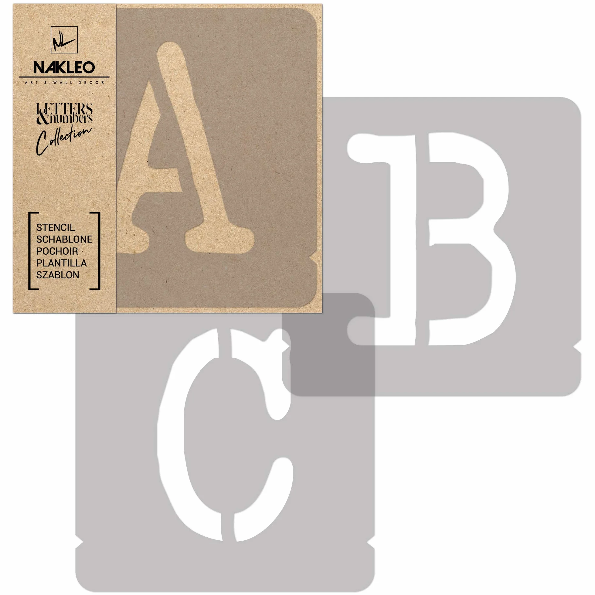 NAKLEO Szablony Malarski do Malowania Alfabet, Zestaw 42 Sztuk, 14 cm Litery & Cyfry Typewriter Duże Font, Czcionka Wielorazowy Plastik, Rysowanie Wzór Rękodzieło, DIY Dekoracje Papier Ściany Drewno