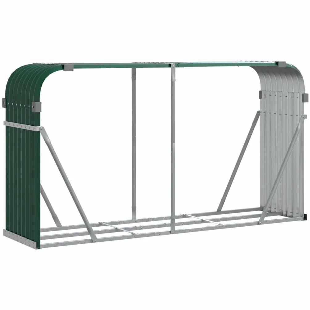 vidaXL Stojak na drewno zielony 180x45x100 cm stal galwanizowana