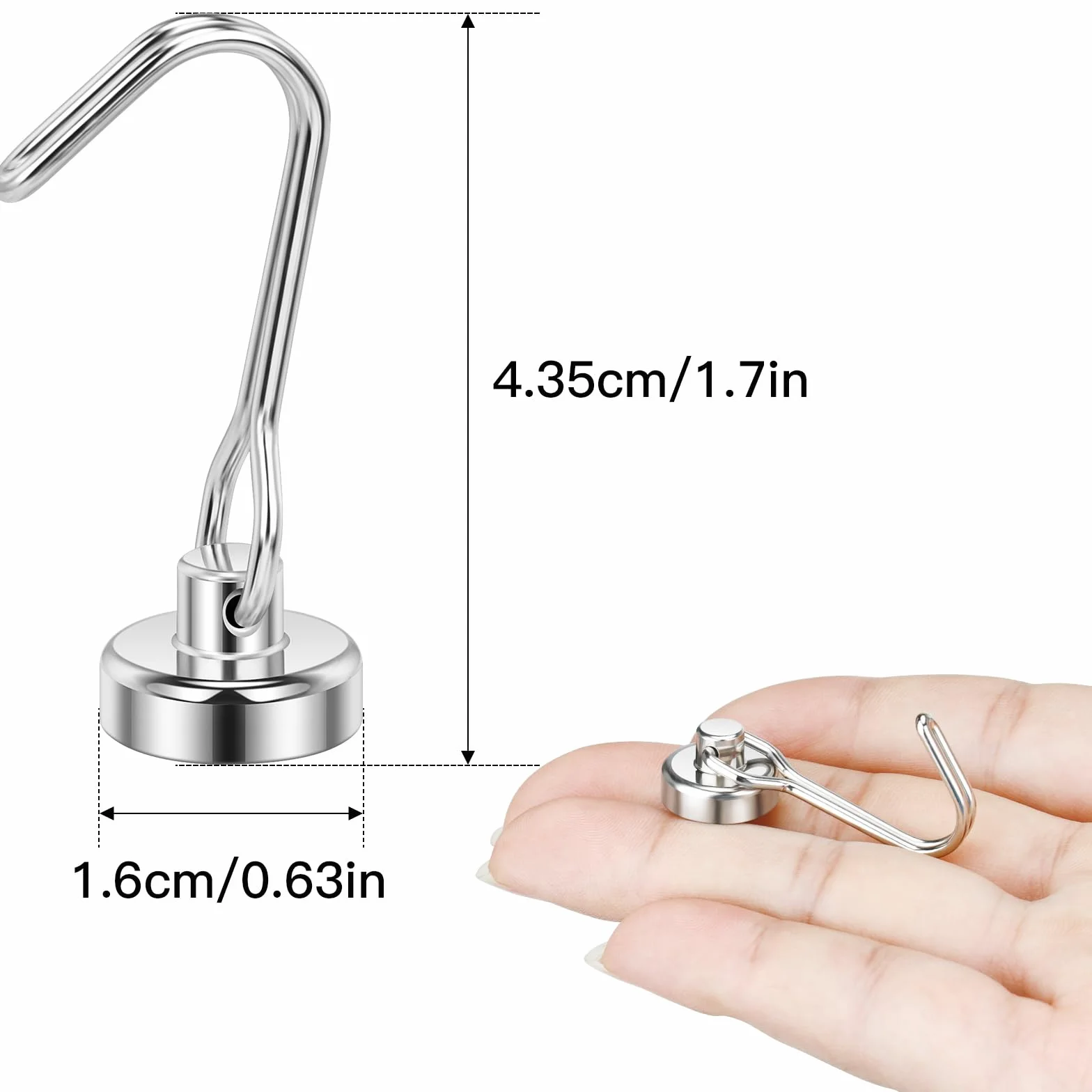 Wukong Magnesy neodymowe 16 mm, bardzo mocne, 10 sztuk, bardzo mocne, 9 kg, silne magnesy z haczykami, na kemping, do przechowywania i kuchni