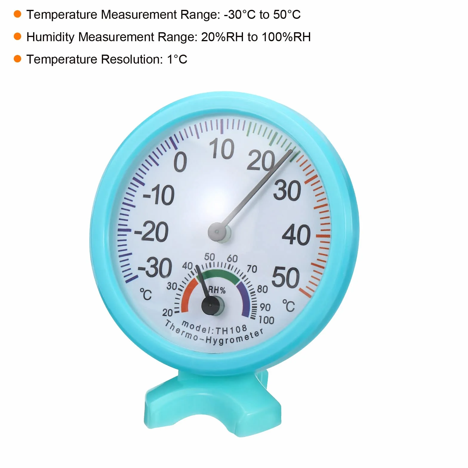 PATIKIL Termometr wewnętrzny 75 mm, higrometr, 2-pak mini miernik temperatury wilgotności z podstawą do pokoju na patio dekoracja ścienna, niebieski