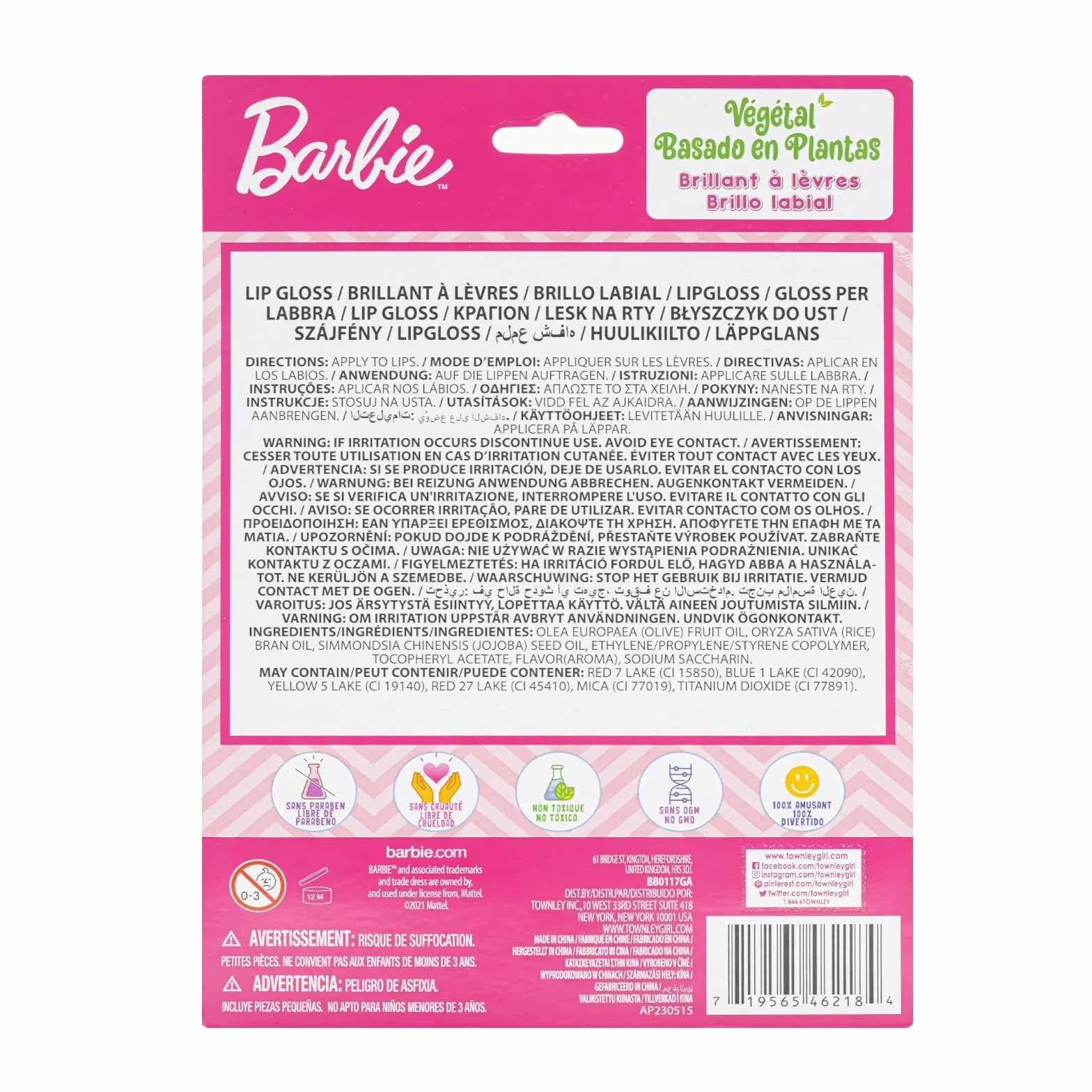 Barbie Błyszczyk Roślinny 7 szt Dziewczynki 3+ Prezent