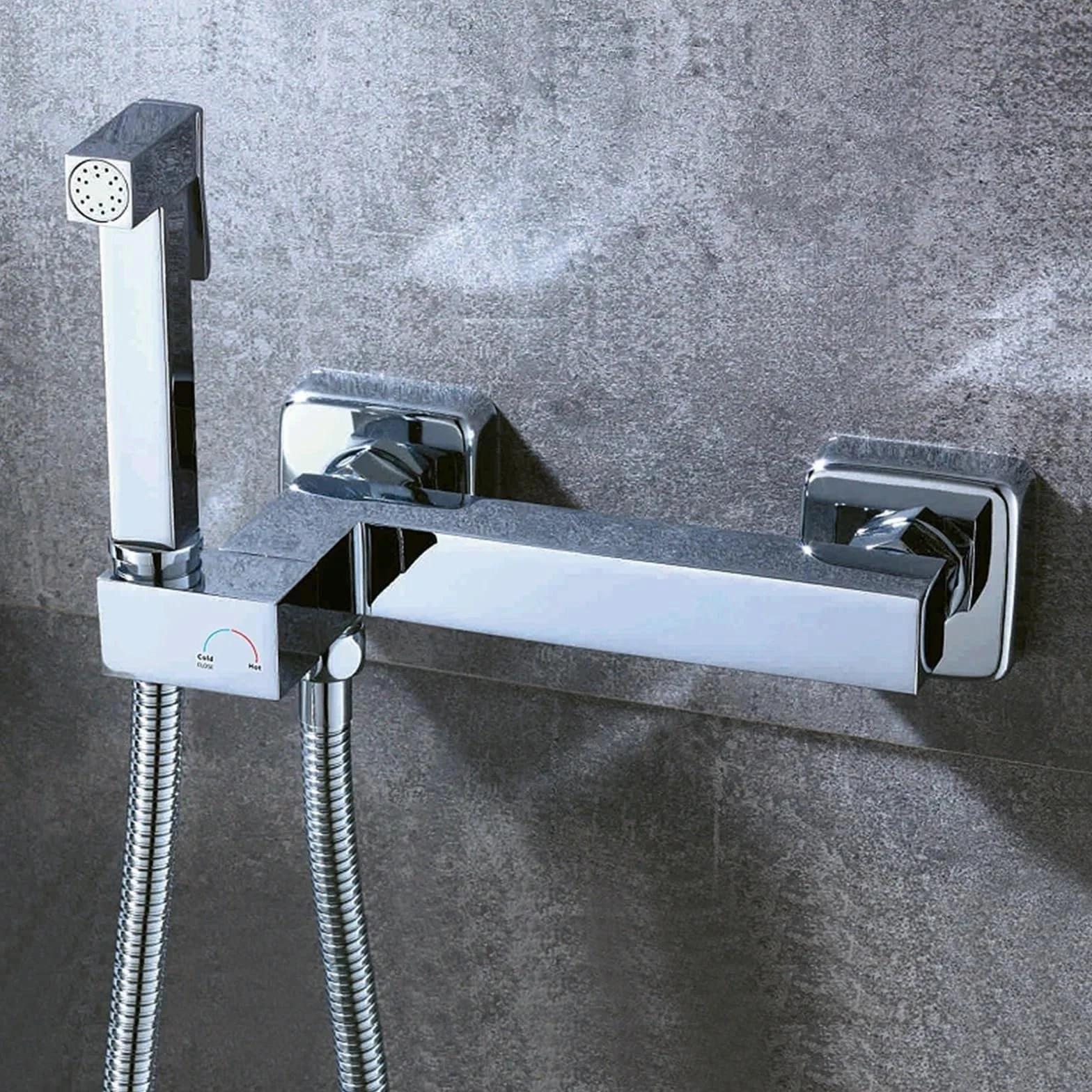 Bidety kwadratowy mosiądz chromowany bidet bateria toaletowa prysznic przenośny opryskiwacz zestaw ciepłej i zimnej wody kran higieniczny prysznic (BR-3316316C)