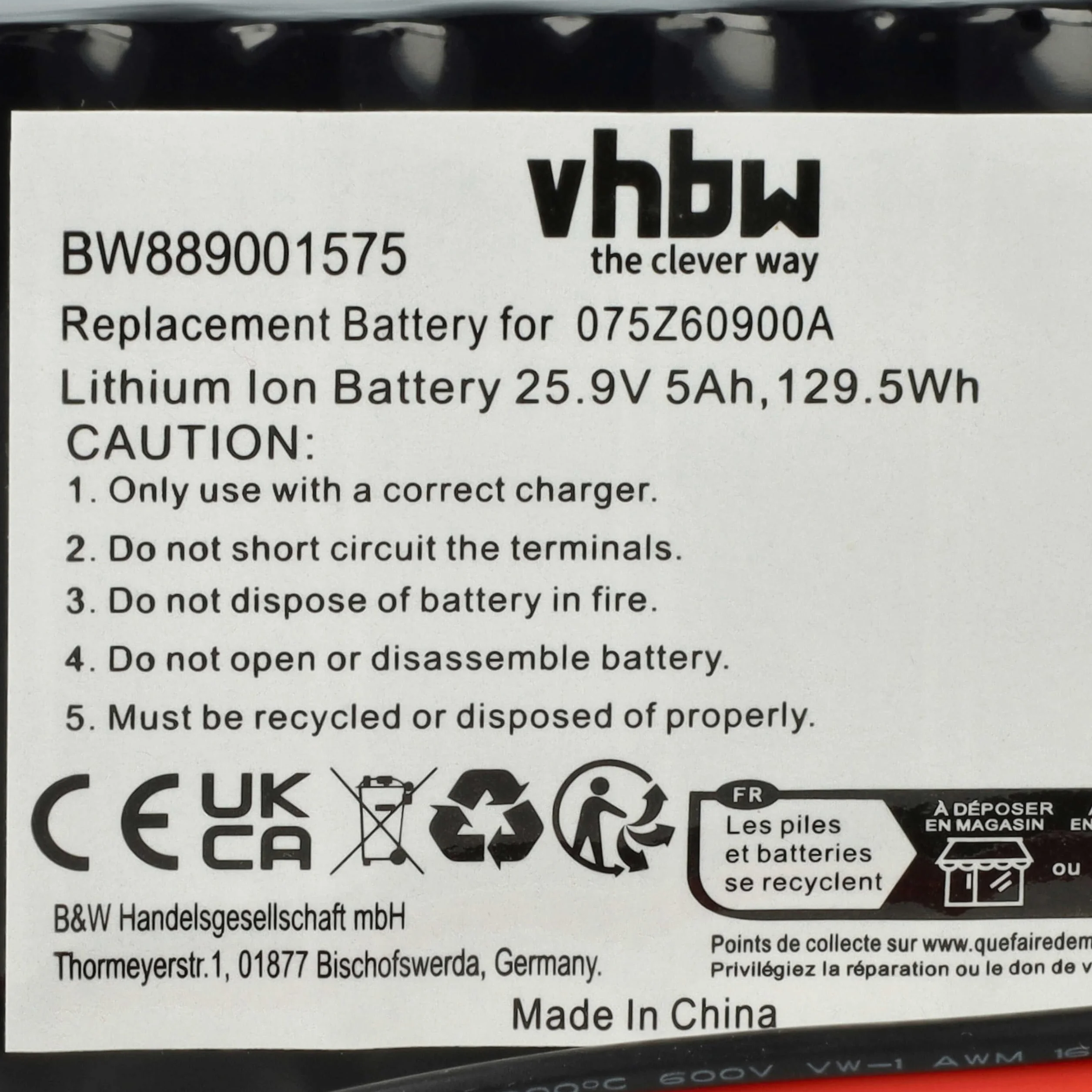 vhbw Zamiennik akumulatora do Ambrogio 050Z36600A, 050Z38600A, 075Z60900A do kosiarek (5000 mAh, 25,9 V, litowo-jonowy)