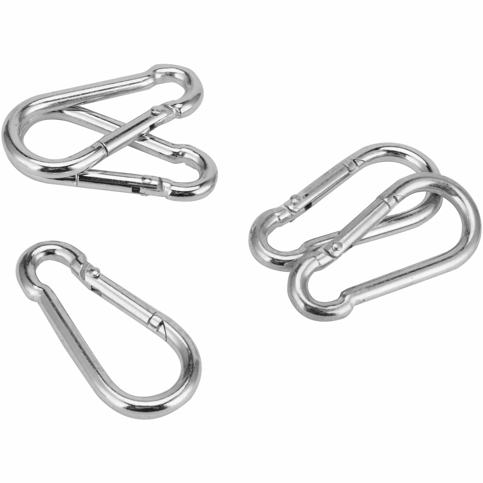 20 sztuk karabi?czyków 50 mm x 5 mm, ma?e karabi?czyki M5 z zamkni?ciem zatrzaskowym, stal chromowana, obci??enie do 110 kg, karabi?czyk na kemping, w?drówki, breloczek do kluczy