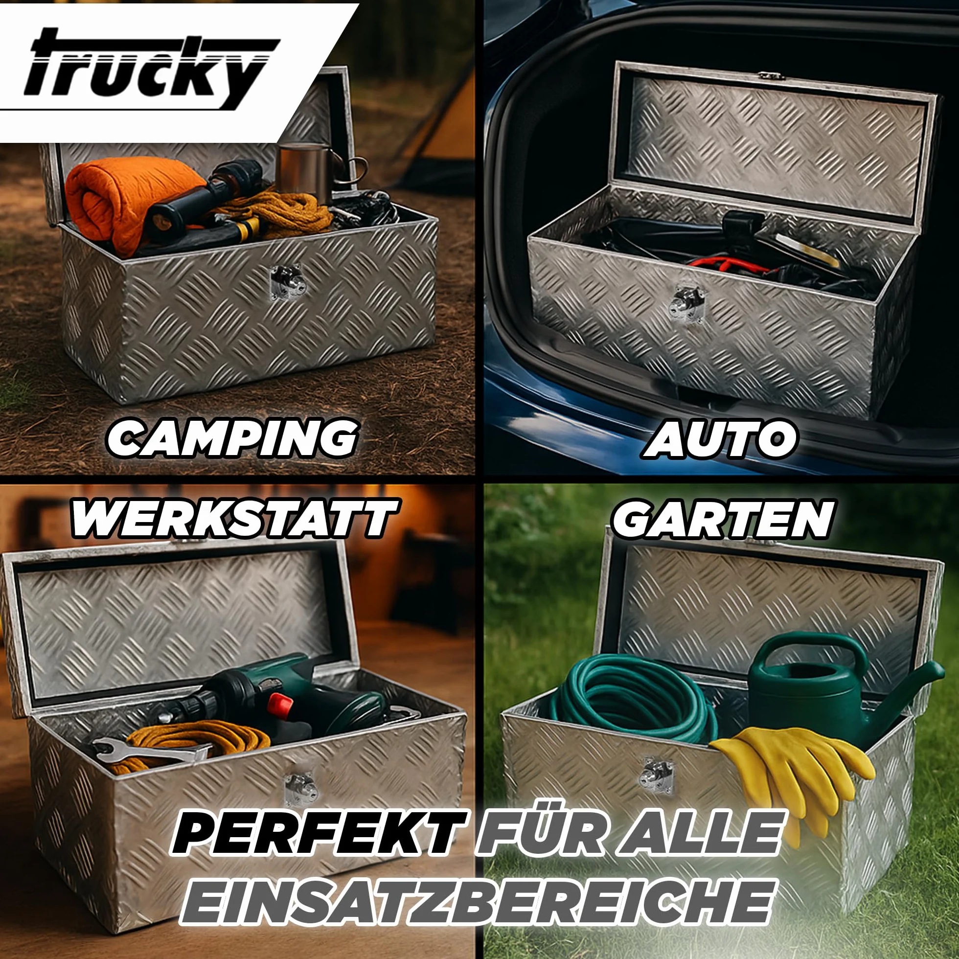 Skrzynka aluminiowa z pokrywką, aluminiowa skrzynka transportowa, z zamkiem V2Aox