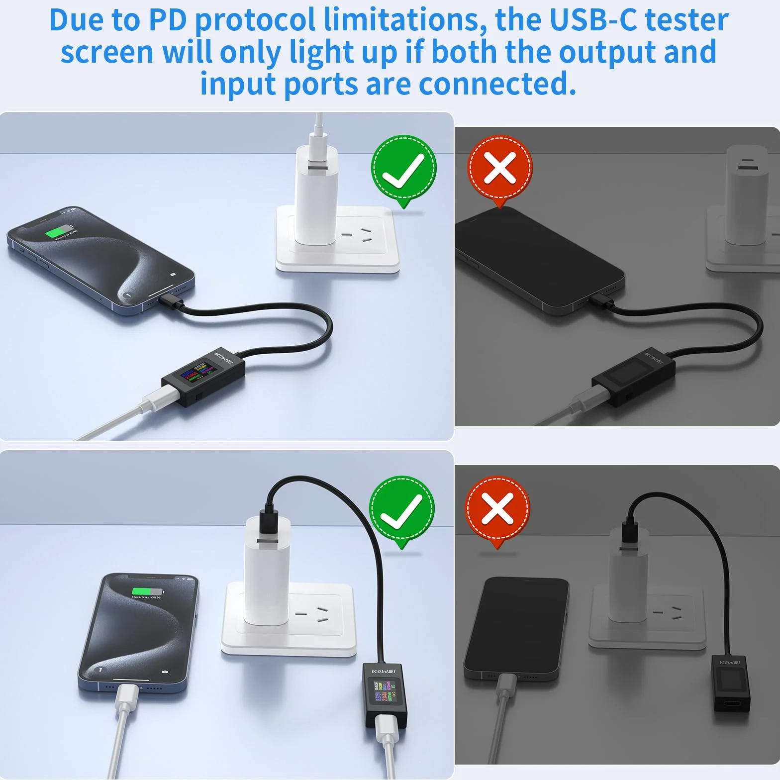 USB C Tester Miernik Mocy 4-30V 0-6.5A, Miernik Napięcia i Prądu Typ-C Multimetr, Pojemność USB, Czas Pracy Amperomierz Woltomierz Detektor ładowarki Banku Mocy