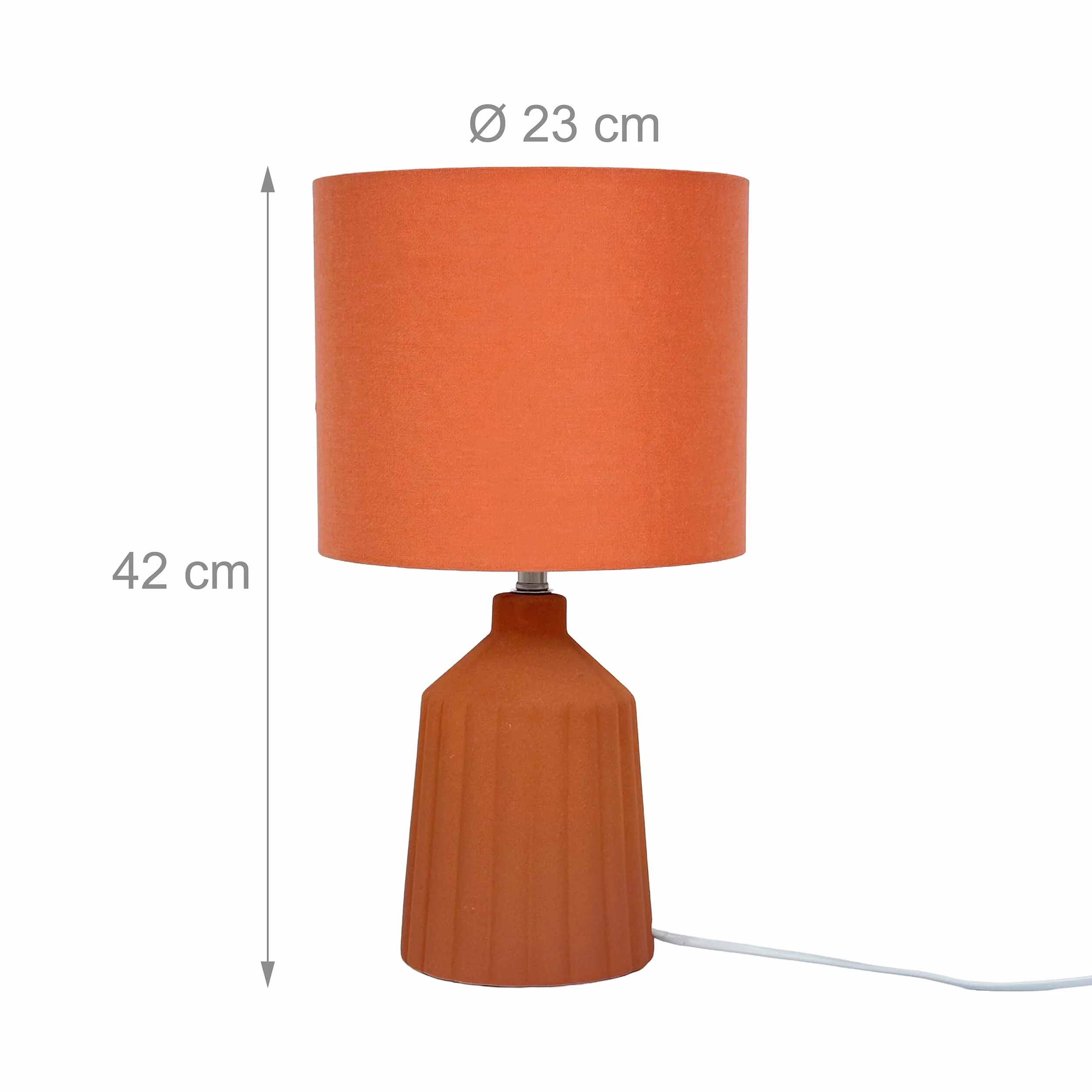 Relaxdays Lampa stołowa, wzorzysta podstawa ceramiczna, abażur z materiału, E27, wys. x śr.: 42 x 23 cm, lampka nocna z kablem, terakota