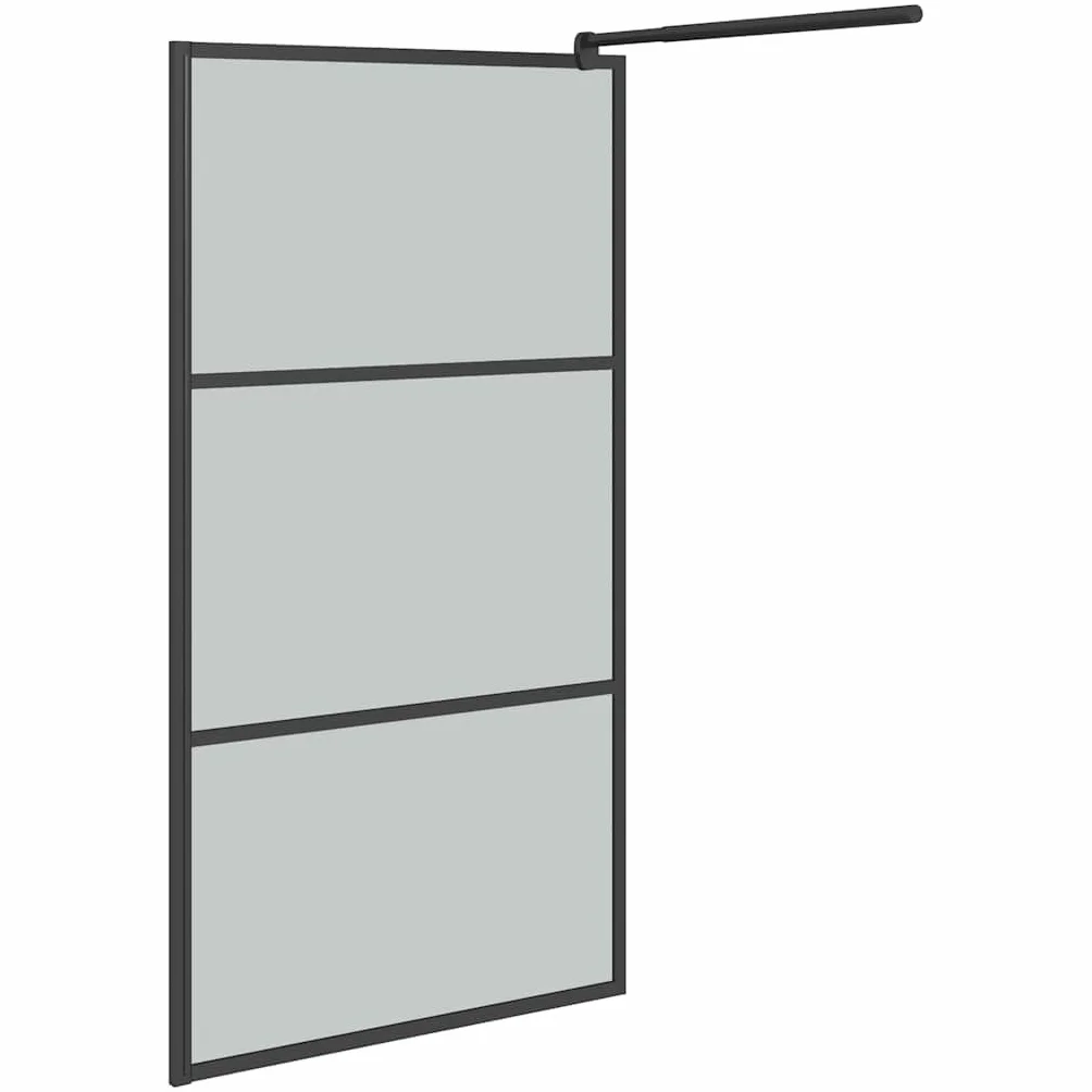 Ścianka prysznicowa Walk-In 115 x 195 cm, szkło ESG, ciemna z aluminiową ramą, czarna, regulowany profil i drążek podporowy, stabilna kabina prysznicowa do łazienki, ochrona przed pryskaniem