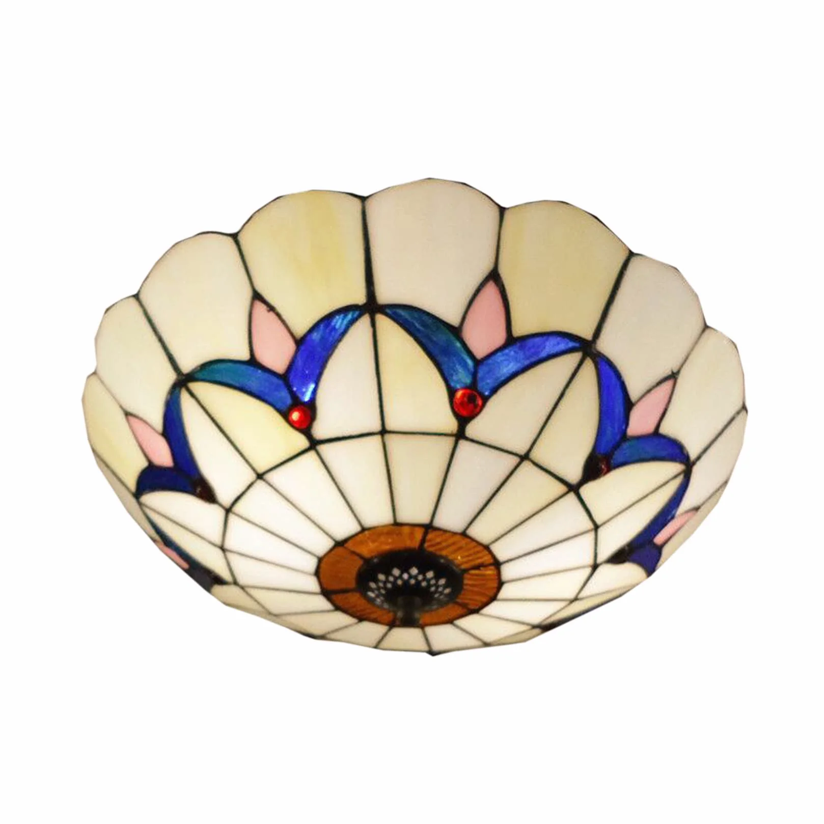 Sufitowe oprawy oświetleniowe do montażu podtynkowego z ręcznie wykonanymi abażurami witrażowymi tradycyjna retro odwrócona lampa do salonu sypialni hotelu 50 cm (30 cm)