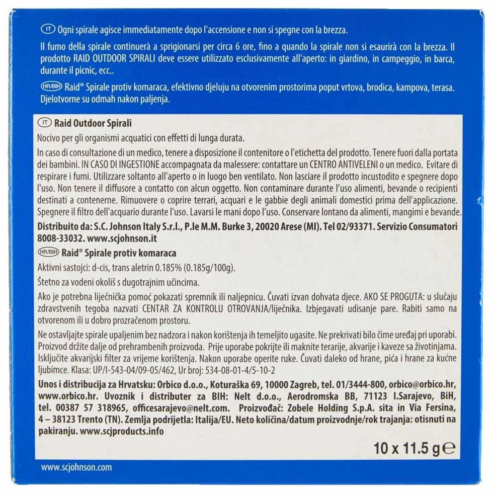 Raid Spirale na komary metalowe - 6 paczek od 10 sztuk [60 sztuk]