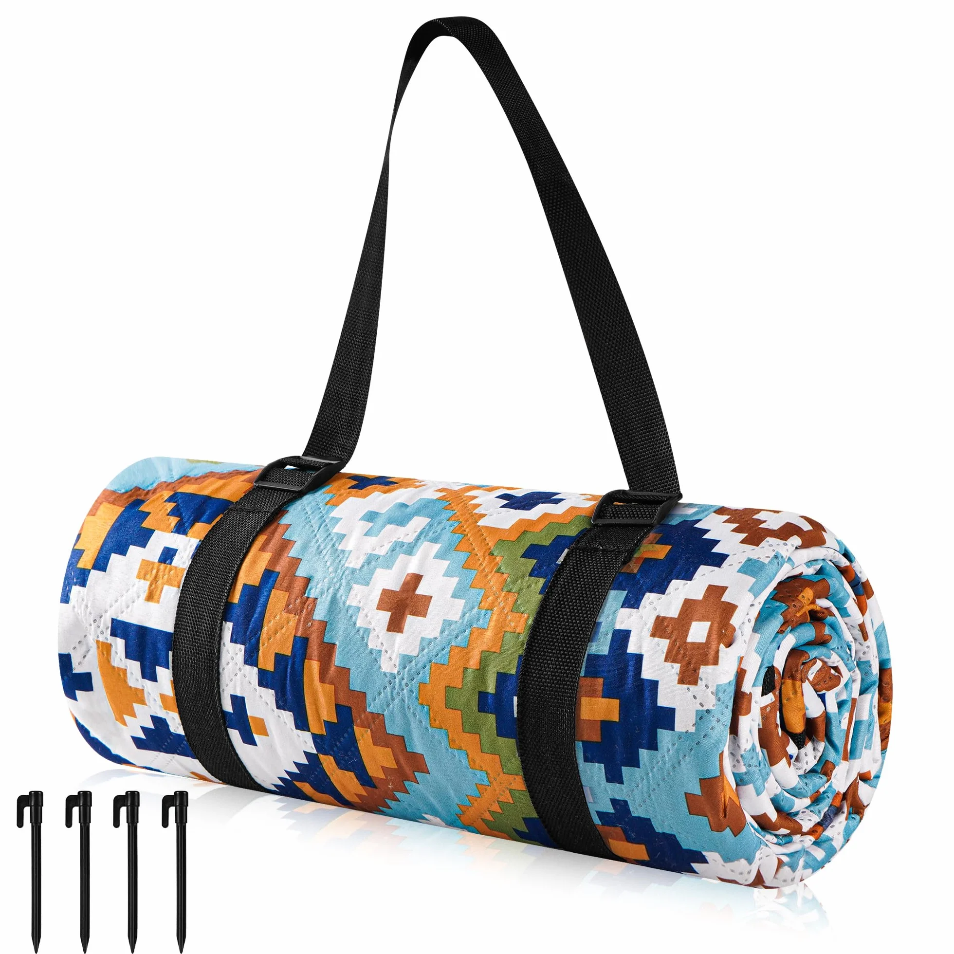 Gucass Boho Koc piknikowy 200x200 cm, Składany Mata Piknikowa - wodoodporny, piaskoodporny, koc outdoorowy dla całej rodziny na na kemping, podróż, do parku, na plażę, do ogrodu