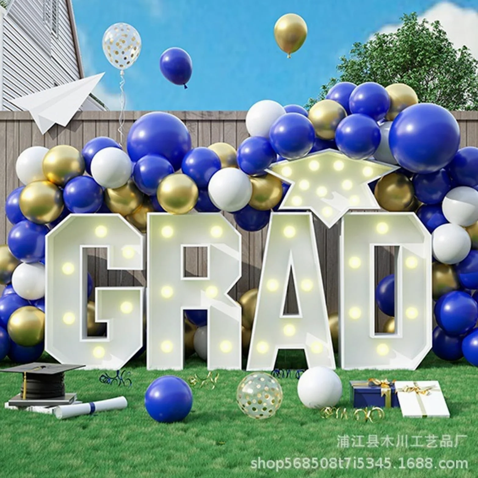 Grad 2025 Namiot podświetlany litery znak ukończenia szkoły dekoracje artykuły na przyjęcia szkolne wewnątrz na zewnątrz dekoracyjne(70cm/2.3FT)