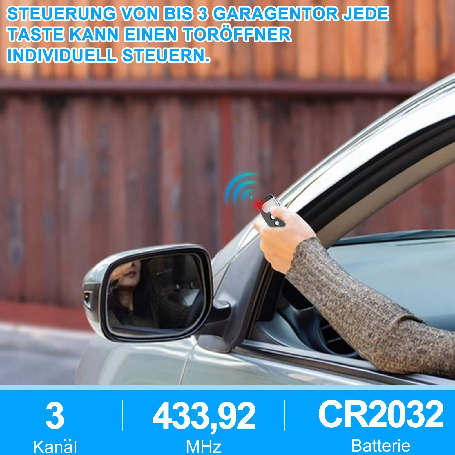 Otwieracz do bramy garażowej, pilot zdalnego sterowania, kompatybilny z Chamberlain MotorLift LiftMaster, otwieracz do bram garażowych do nadajnika ręcznego Hörmann, 433,92 mHz, pilot