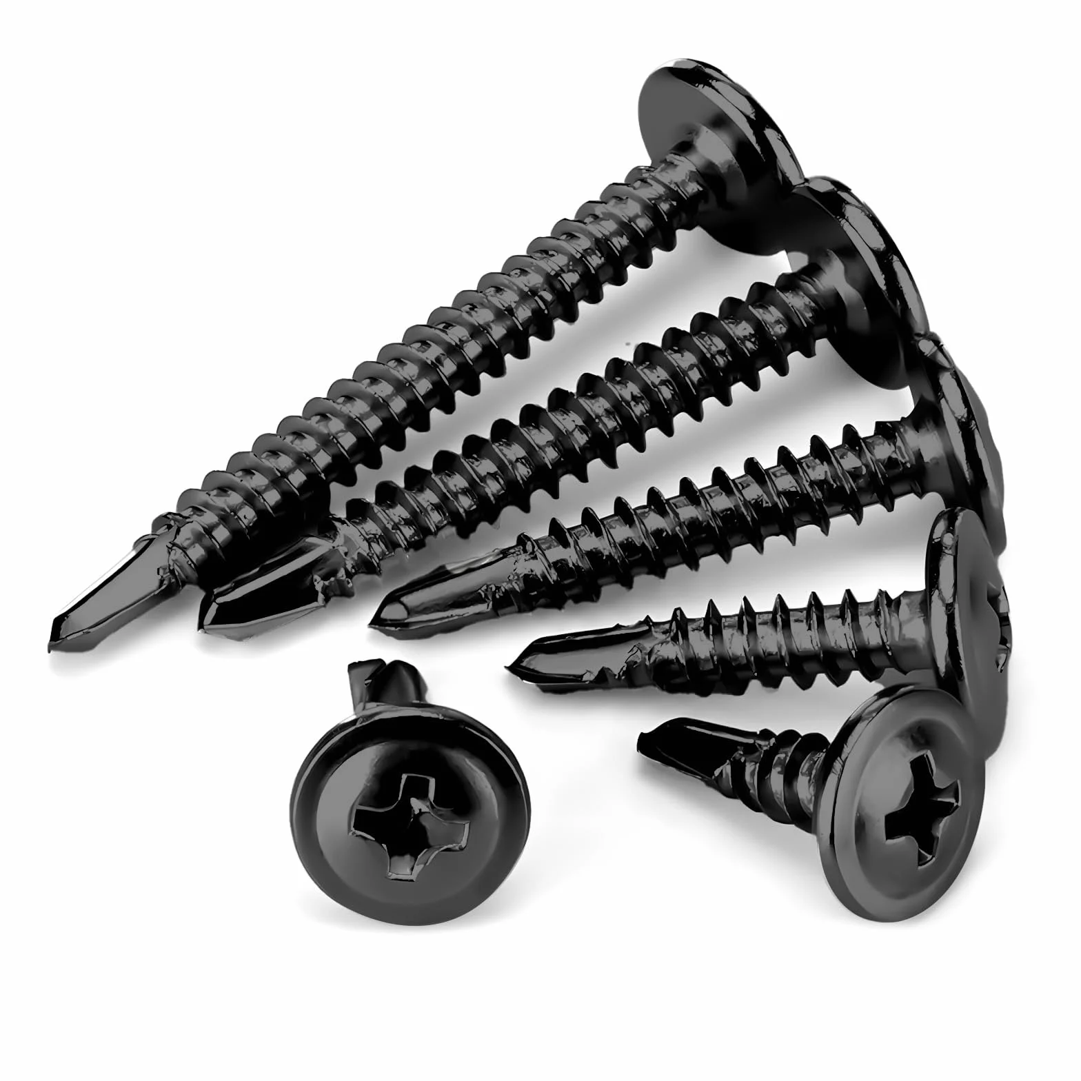 150 sztuk Wkrętów Aamogwintujących M4,2 x 13 mm, Wkręty Samogwintujące, Płaskie, Okrągłe, ze Stali Nierdzewnej 410, M4.2 Wkręty Krzyżowe do Metalu, z Wkrętakiem, do Stali, Blachy