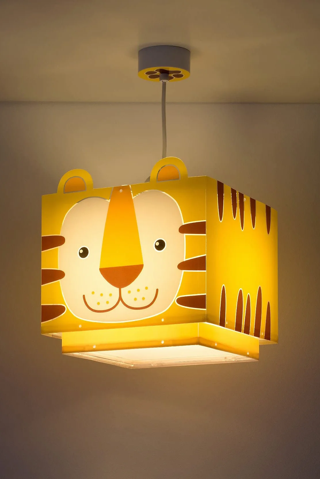 Dalber Lampa do pokoju dziecięcego, lampa wisząca, lampa sufitowa dla dzieci, lampa sufitowa do pokoju dziecięcego Little Tiger, żółta, 64562, E27