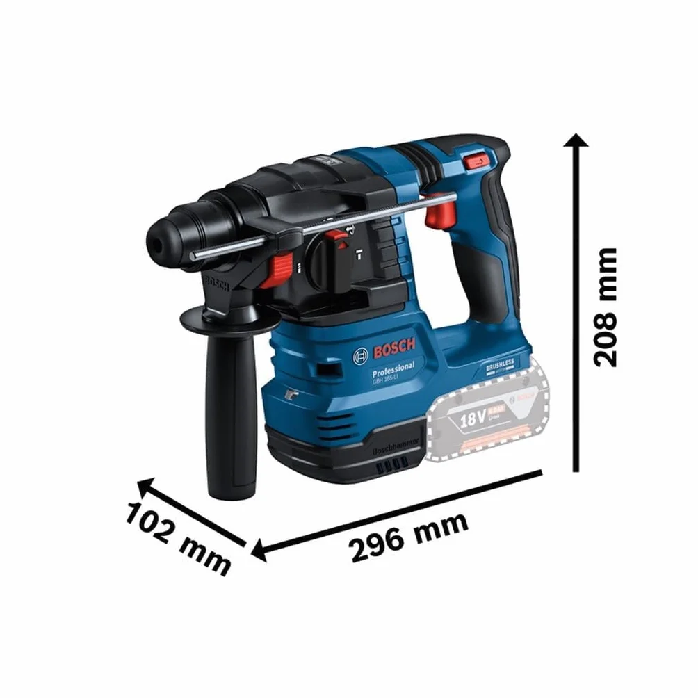 Bosch Professional system 18V: akumulatorowy młot udarowo-obrotowy GBH 18V-22 (SDS plus, idealny do wiercenia otworów o średn. 6–10 mm, GDE 18V-12, walizka L-BOXX)