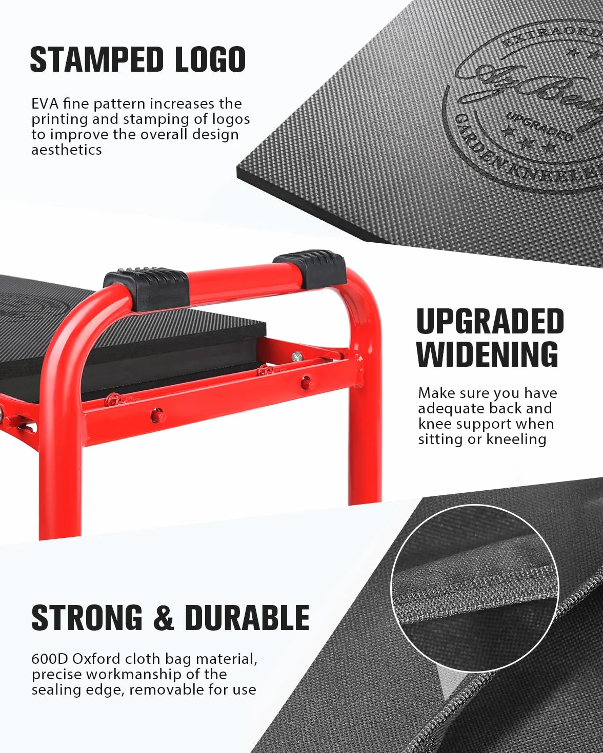 Garden Kneeler and Seat Heavy Duty, Foldable Gardening Stool - 2023 Upgraded Widened to 10" Stable Wear-resistant Prevent Knee and Back Pain, Beautiful Logo high-end 2 Large Tool Bags Gift for Women