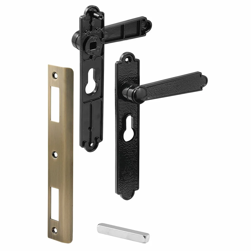 Prime-Line Products K 5063 zestaw klamek do drzwi bezpieczeństwa, czarne z wgłębieniem
