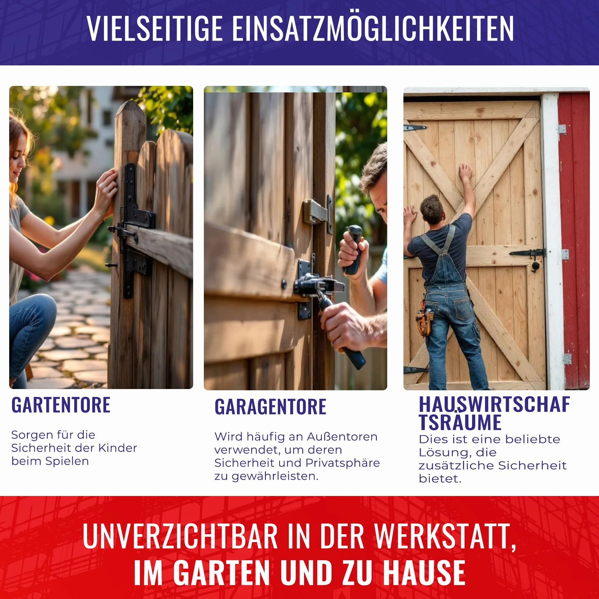 Chle-Mar Zasuwa podwójna narzuta, 430 mm, czarna, wytrzymała rygiel do bram ogrodowych i wjazdowych, bezpieczna blokada bram przesuwnych i drzwi stajni, odporna na warunki atmosferyczne i korozję