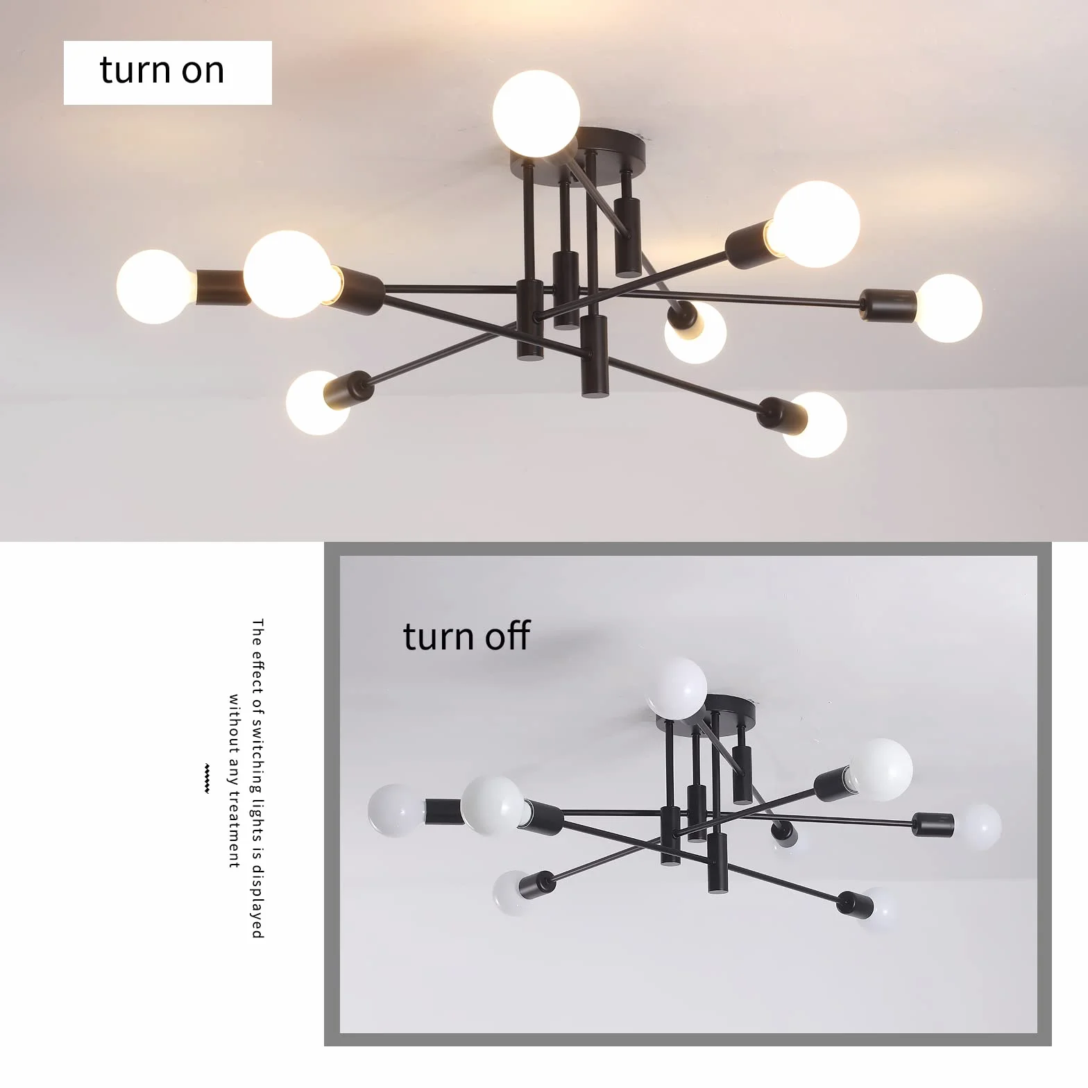 Żyrandol nowoczesna lampa wisząca, 8 świateł, metal, przemysłowy uchwyt vintage, żyrandol do salonu, jadalni, sypialni, przedpokoju, czarny