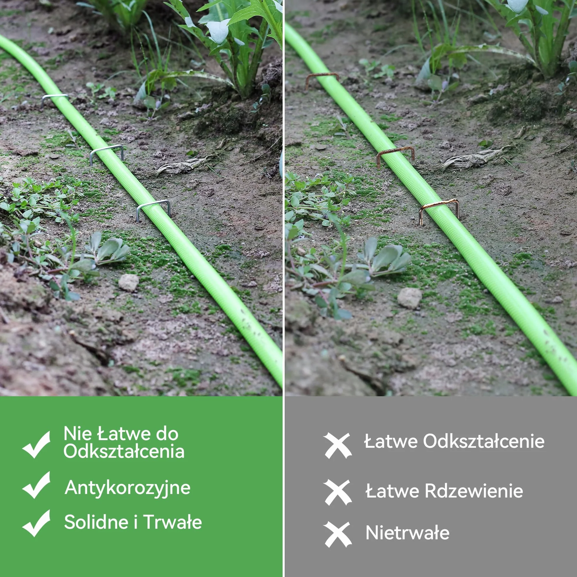 50 szt. Wytrzymałe Szpilki Ogrodowe 20cm Ø 3mm – Ocynkowane Stalowe Kotwy Mocujące do Mocowania i Kotwiczenia Agrowłókniny, Obrzeży Krajobrazowych, Siatek i Rurek z 1 Hakiem do Wyciągania