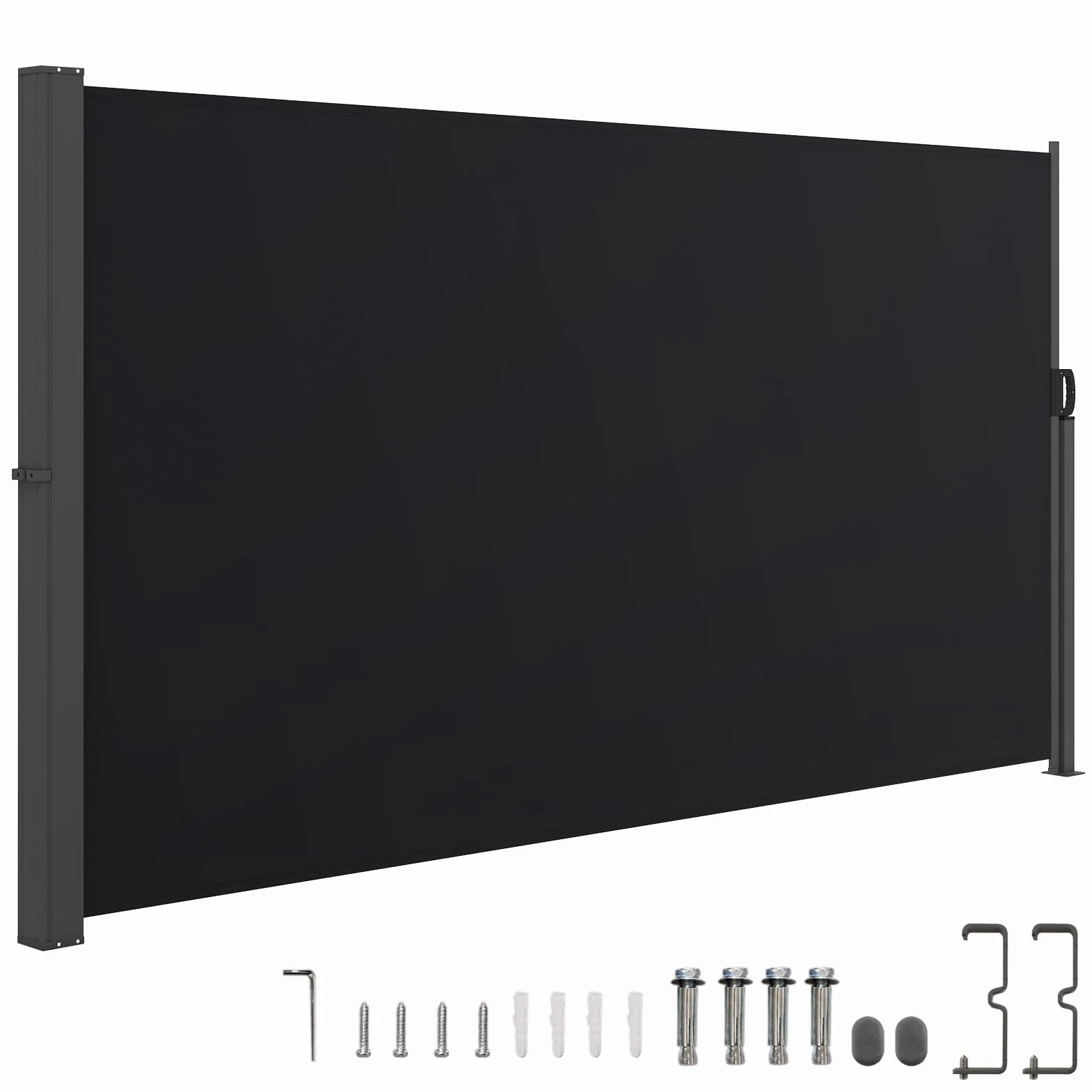 COSTWAY Markiza boczna 160 x 300 cm, ochrona przed wzrokiem do ogrodu, wysuwana, z aluminium, ochrona przed słońcem, wiatrem z bocznym uchwytem, roleta boczna na balkon, basen, taras