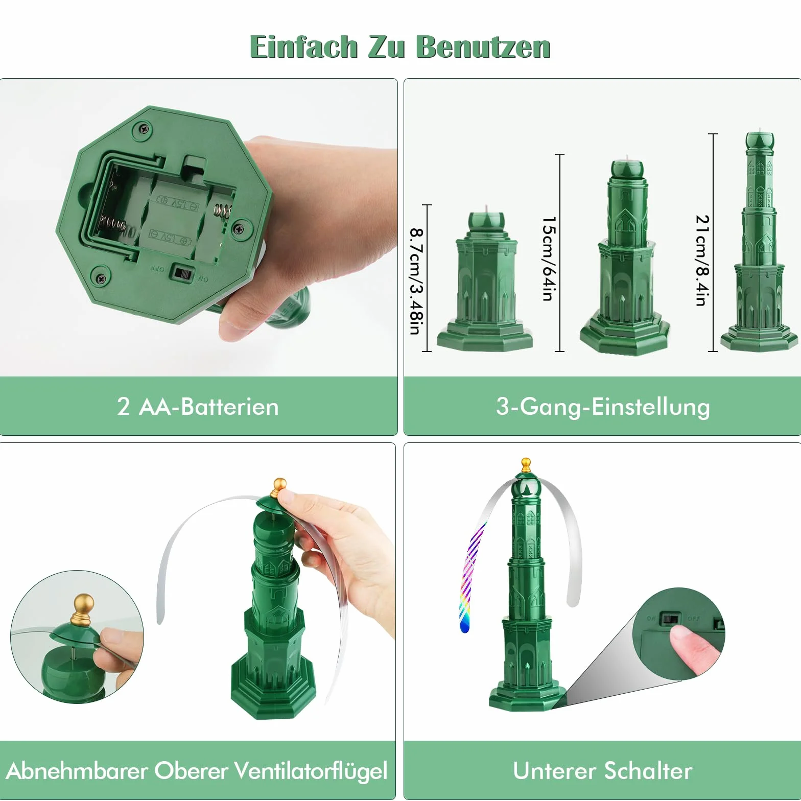Automatyczny odstraszacz much Soft-Stop z haczykiem, zielony, na stół, taras