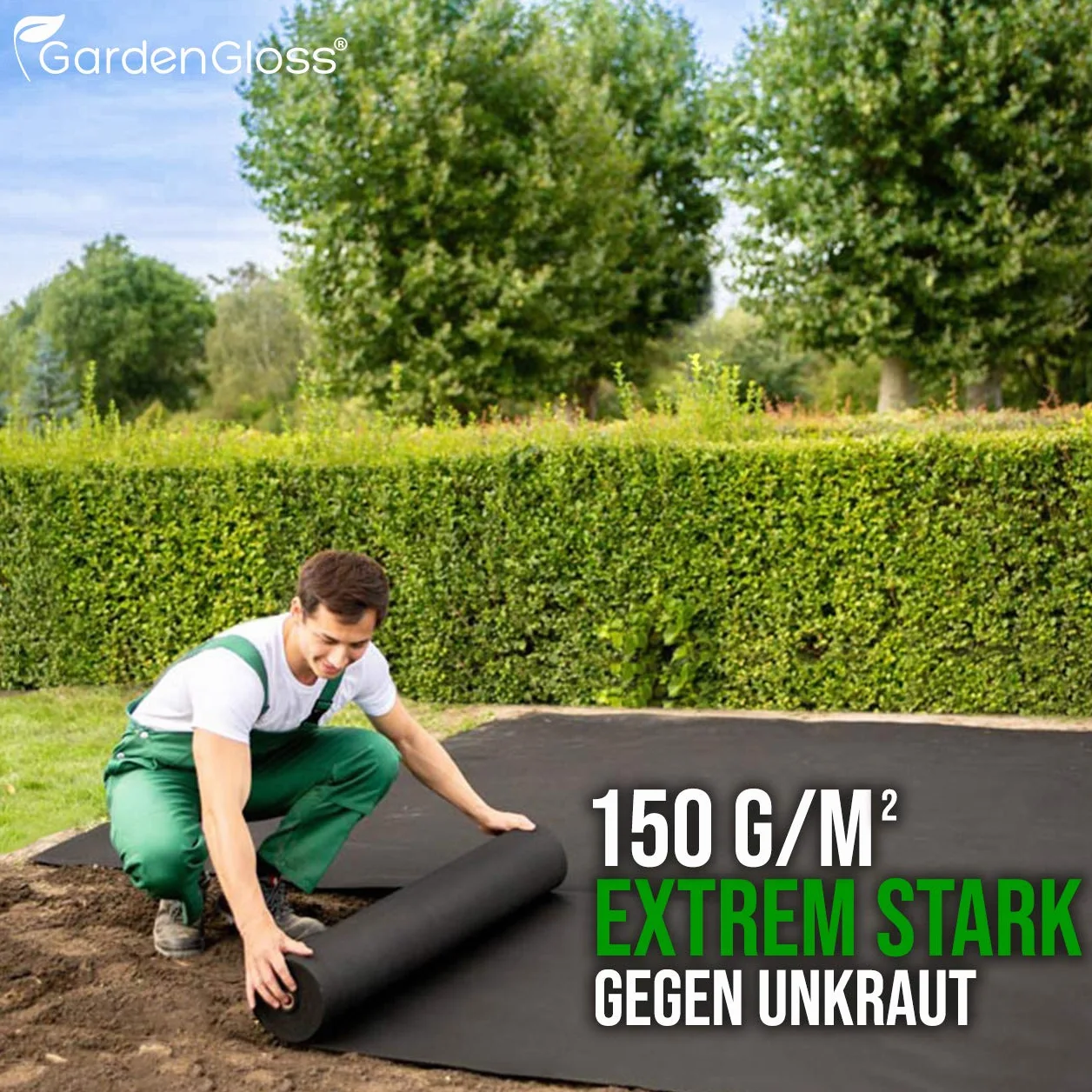 GardenGloss Agrowłóknina Przeciw Chwastom 150g/m2 30m2 15m x 2m Wodoprzepuszczalna