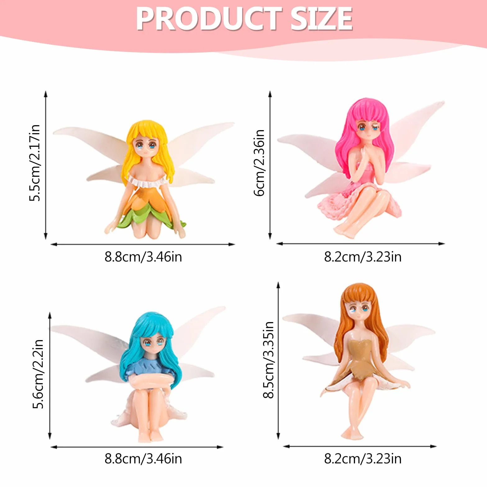 Figurki wróżki akcesoria ogrodowe 4 sztuki mini kwiatowe ozdoby