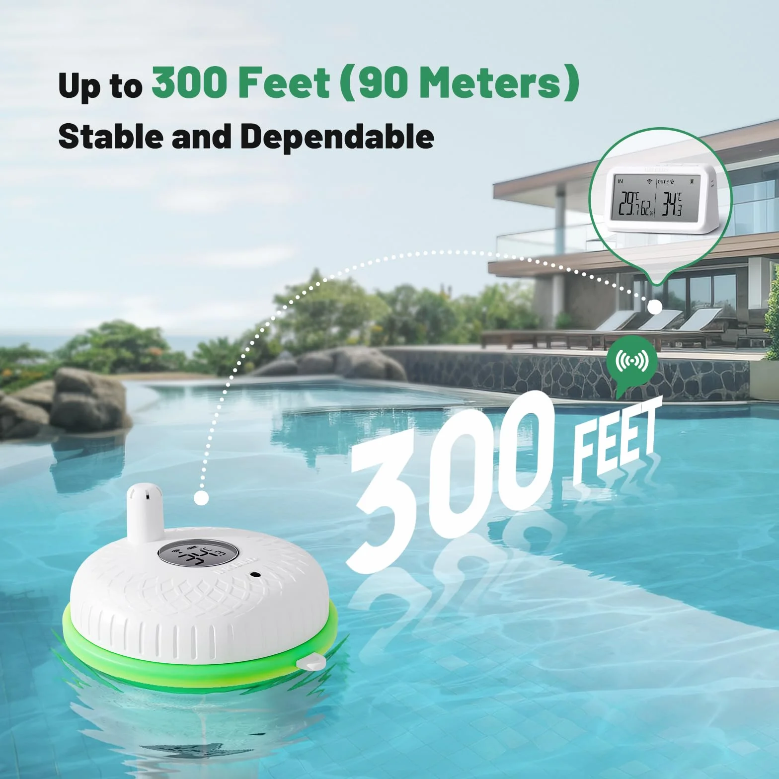 Inkbird IBS-P02R thermometer Basen z IBS-M2 Bramka WiFi, bediening via telefoonapp, 9-kanaals monitoring, digitale zwembadthermometer voor zwembaden, hot tubs, spa's en kleine vijvers