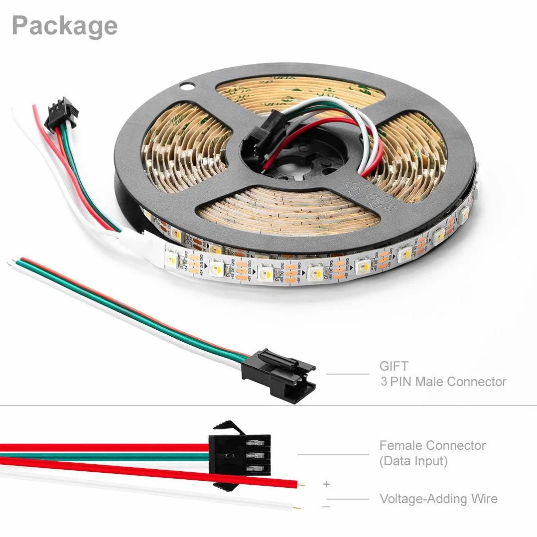 BTF-LIGHTING RGBW RGBNW naturalna biel SK6812 (podobna do WS2812B) 5 m 60 diod LED/Pixel/S/M 300 diod LED, możliwość indywidualnego adresowania, elastyczne, 4 kolory w 1 LED, kolor marzeń LED,