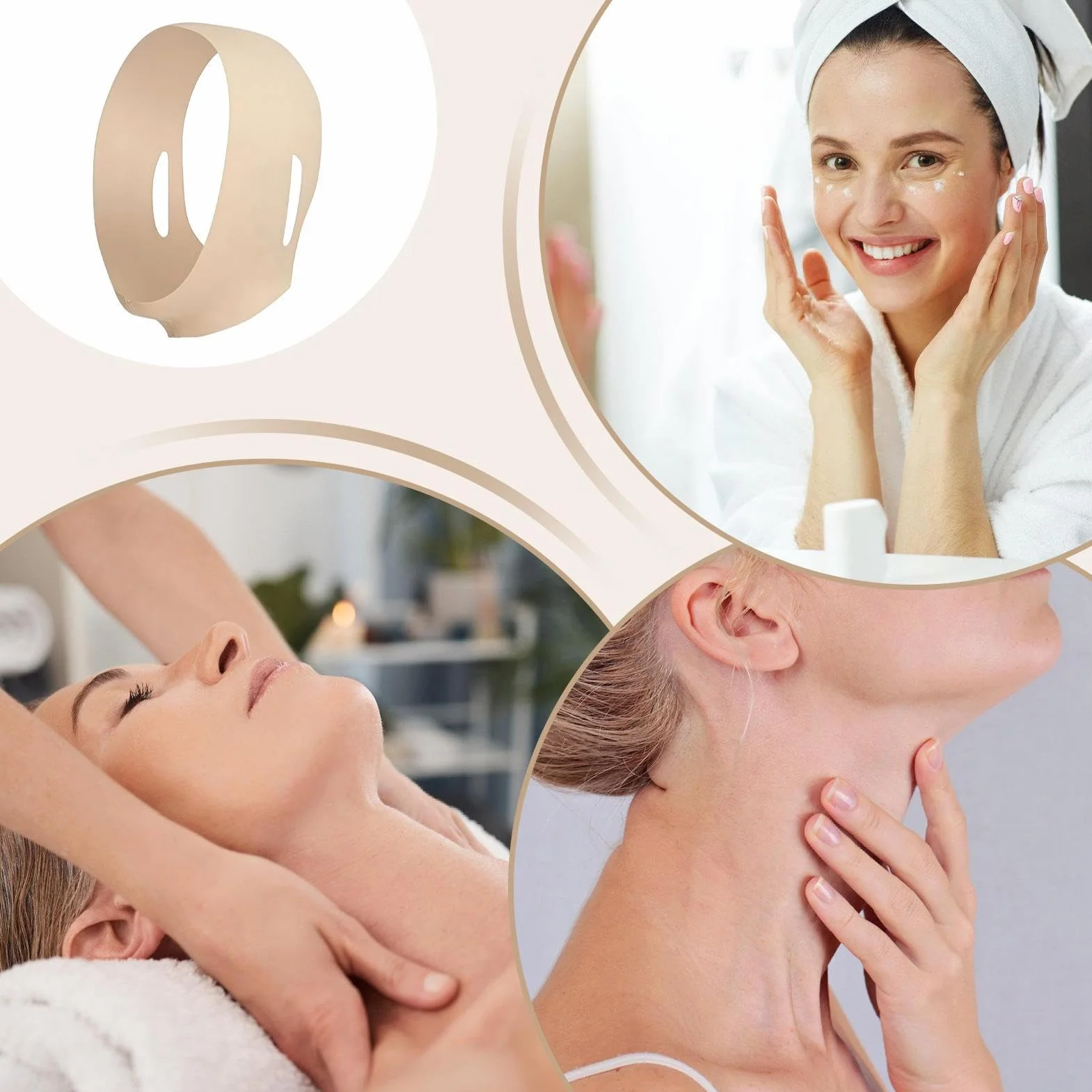 Chin Strap for Sleeping, Adjustable Breathable Face Slimming and Neck Tightening Wrap, Jawline Sculpting Strap for Girls, Daytime or Overnight Use